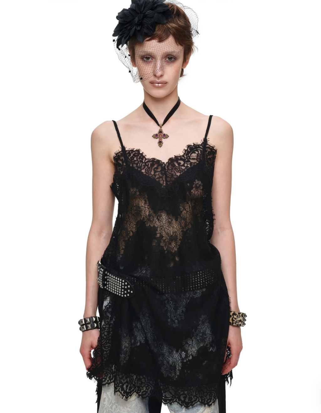 IN STOCK ♱ ROMANTIC LACE CAMISOLE SLIP DRESS or LONGLINE TOP - BLACK