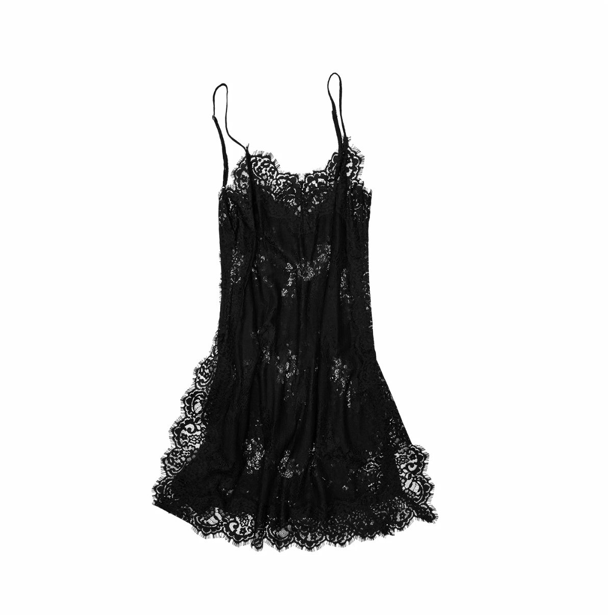IN STOCK ♱ ROMANTIC LACE CAMISOLE SLIP DRESS or LONGLINE TOP - BLACK