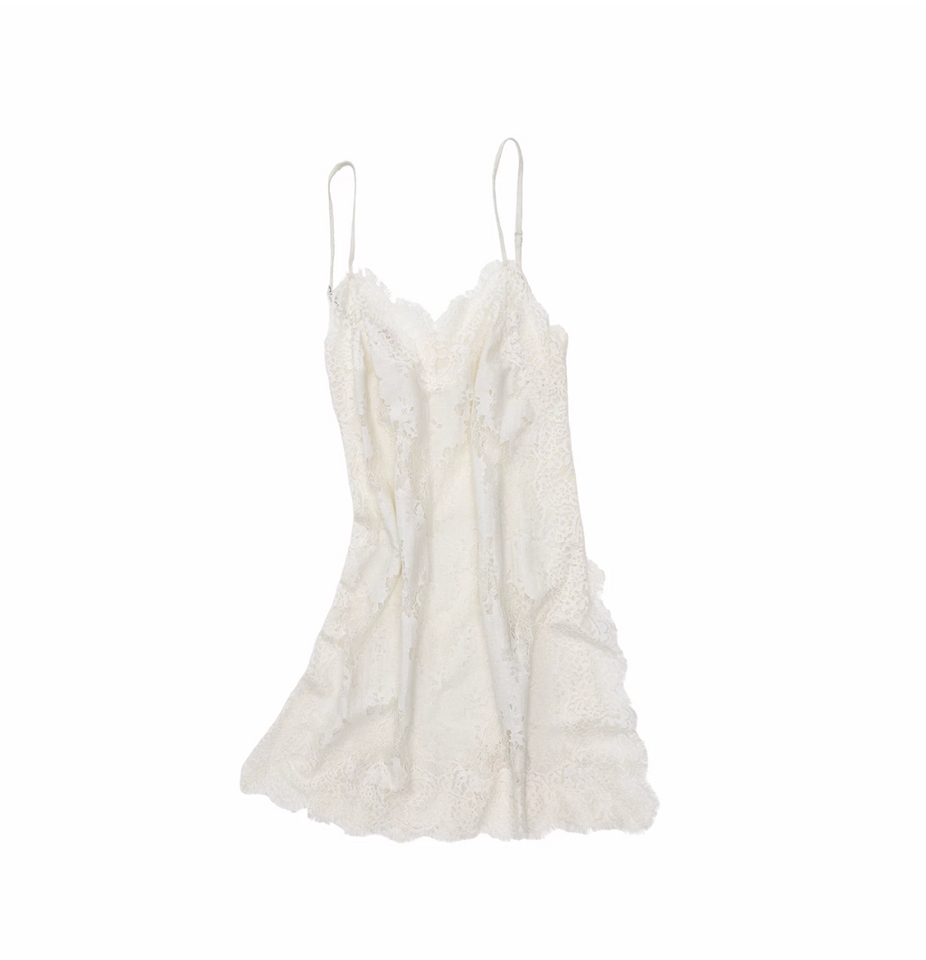 ROMANTIC LACE CAMISOLE SLIP DRESS or LONGLINE TOP – WHITE