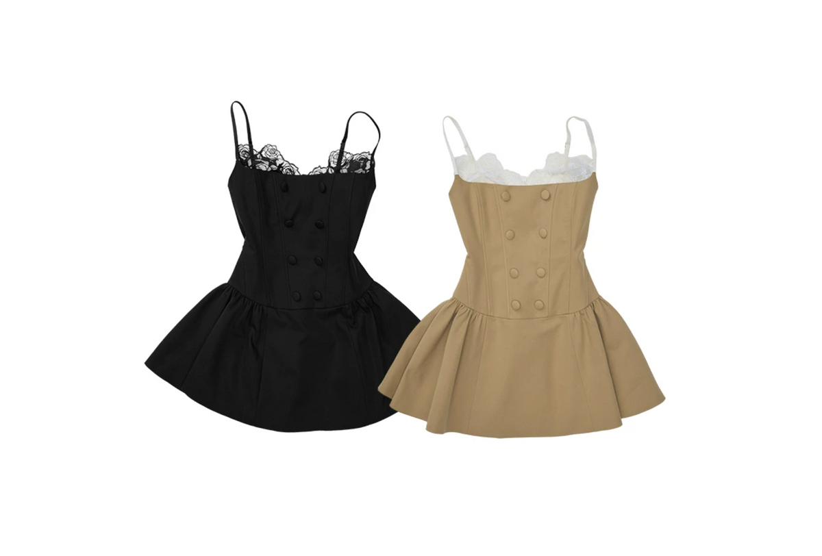 ROMANTIC LACE CORSET MINI DRESS – BEIGE