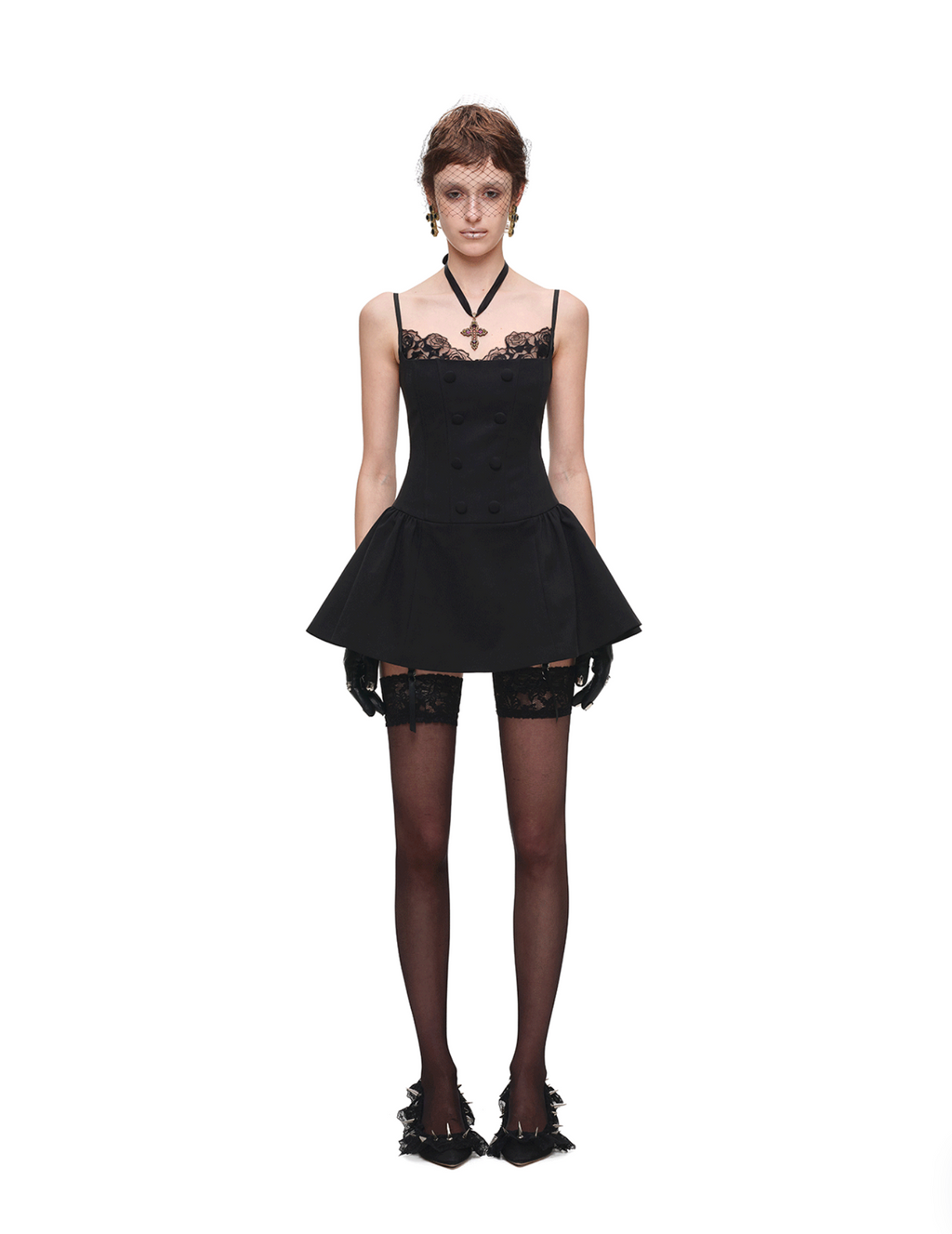 ROMANTIC LACE CORSET MINI DRESS – BLACK
