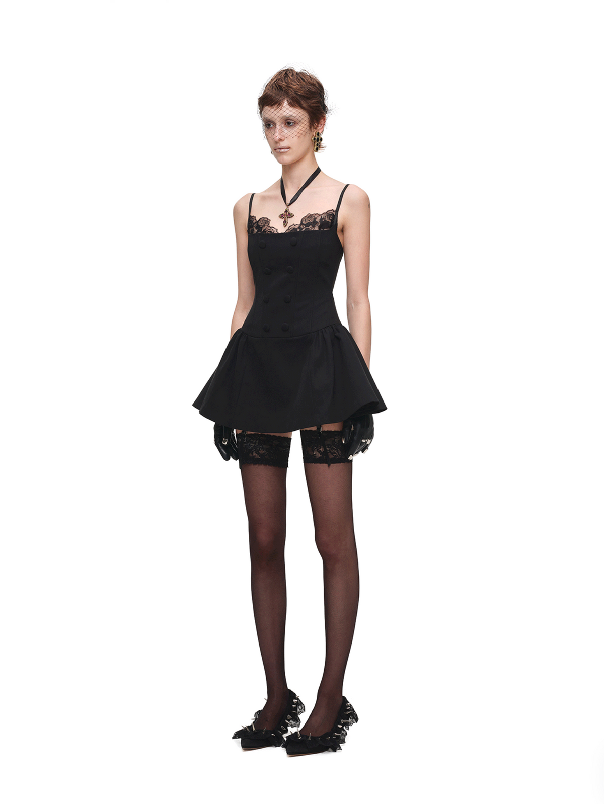ROMANTIC LACE CORSET MINI DRESS – BLACK