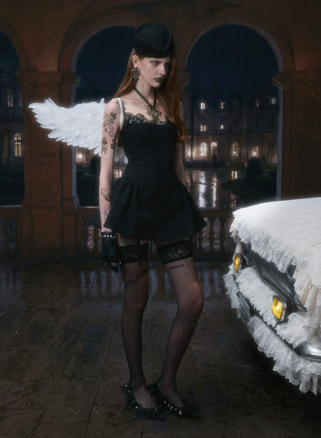 ROMANTIC LACE CORSET MINI DRESS – BLACK
