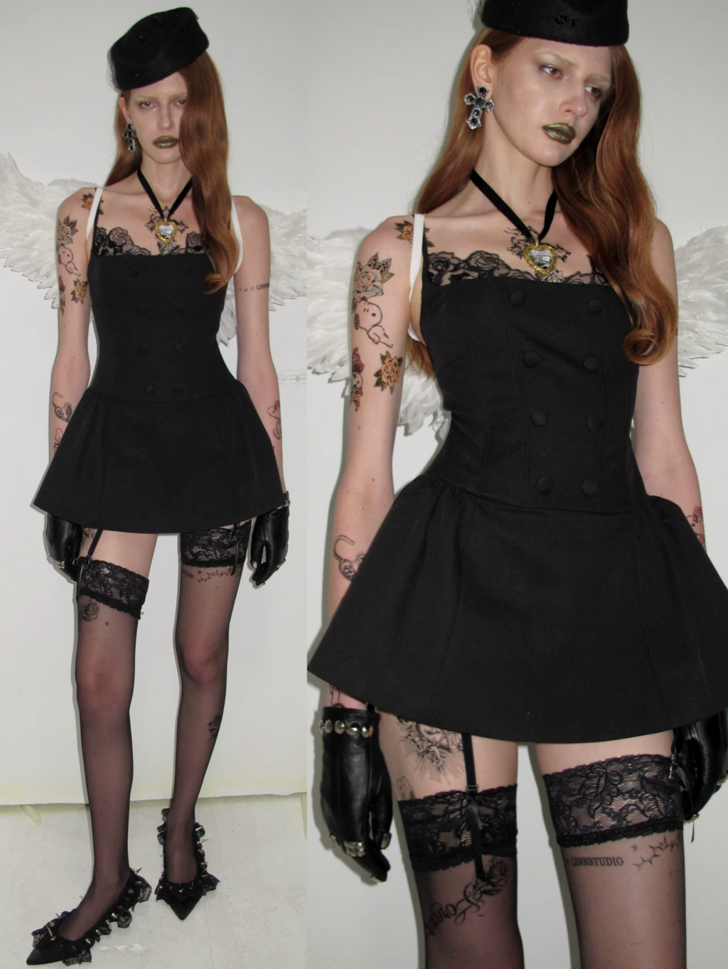 ROMANTIC LACE CORSET MINI DRESS – BLACK