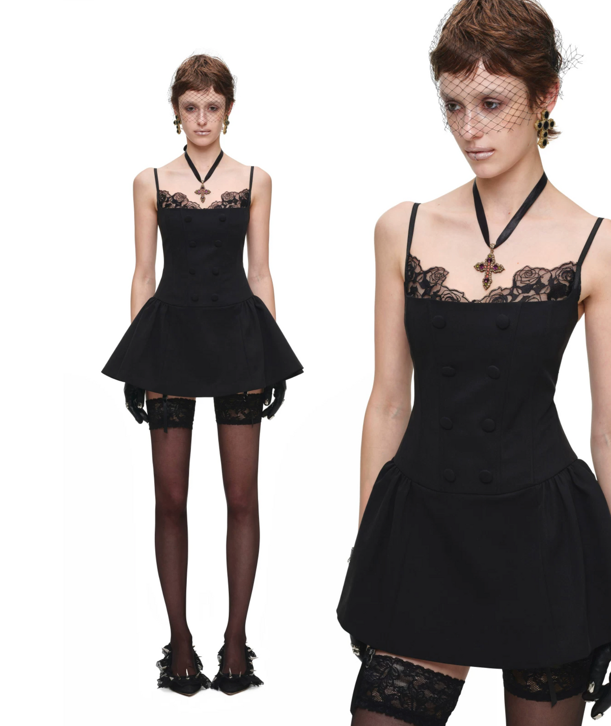 ROMANTIC LACE CORSET MINI DRESS – BLACK