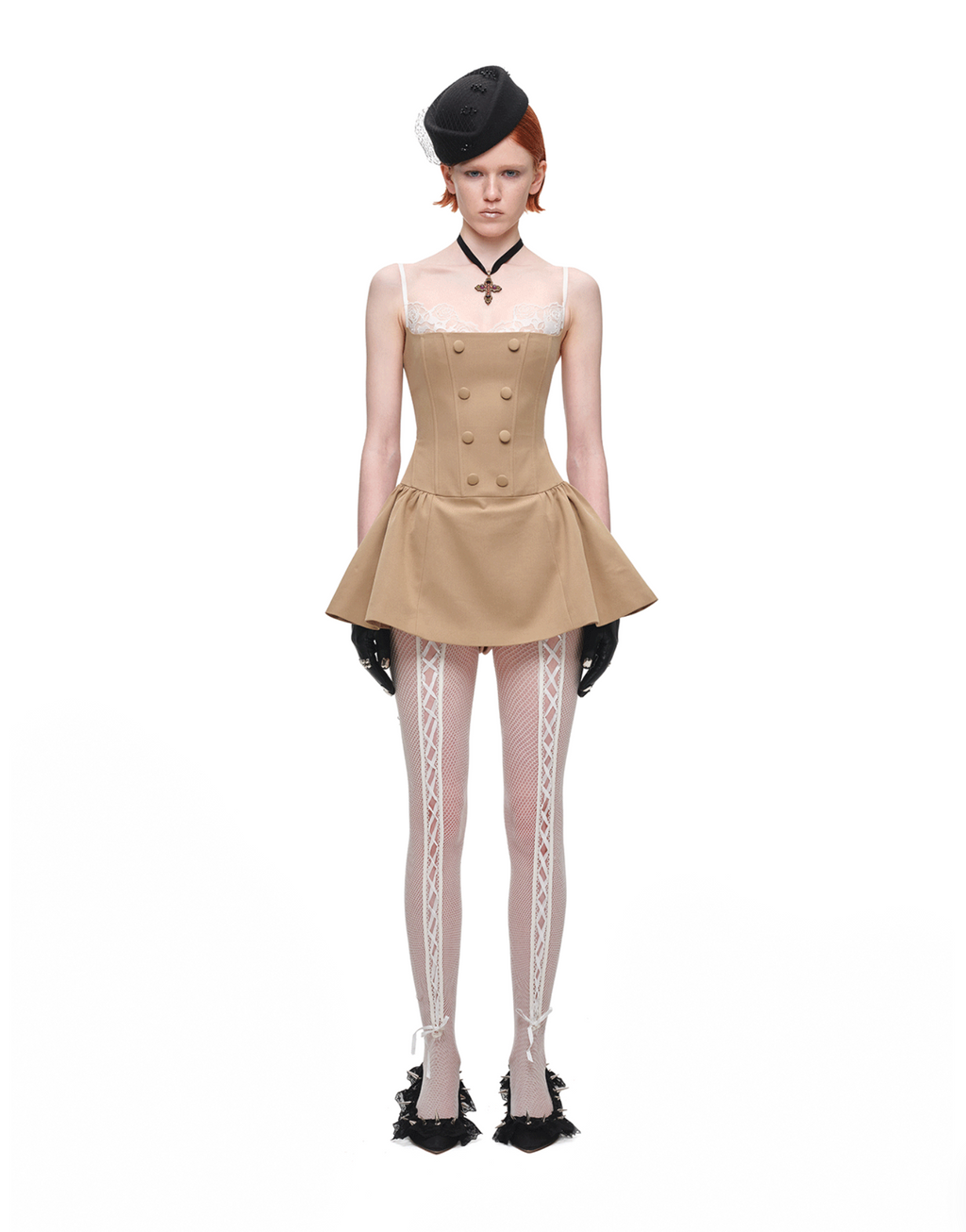 ROMANTIC LACE CORSET MINI DRESS – BEIGE