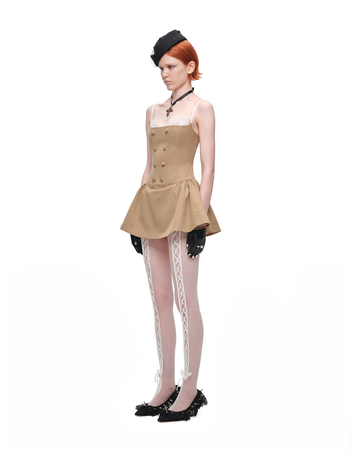 ROMANTIC LACE CORSET MINI DRESS – BEIGE