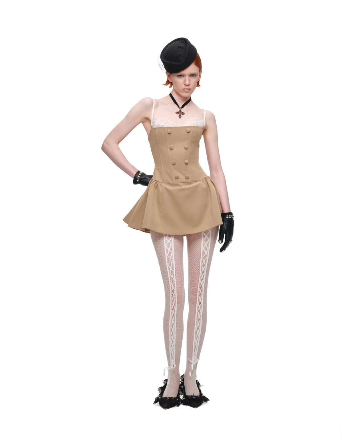 ROMANTIC LACE CORSET MINI DRESS – BEIGE