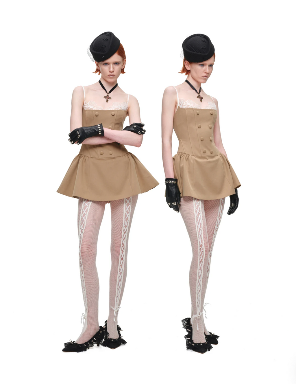 ROMANTIC LACE CORSET MINI DRESS – BEIGE