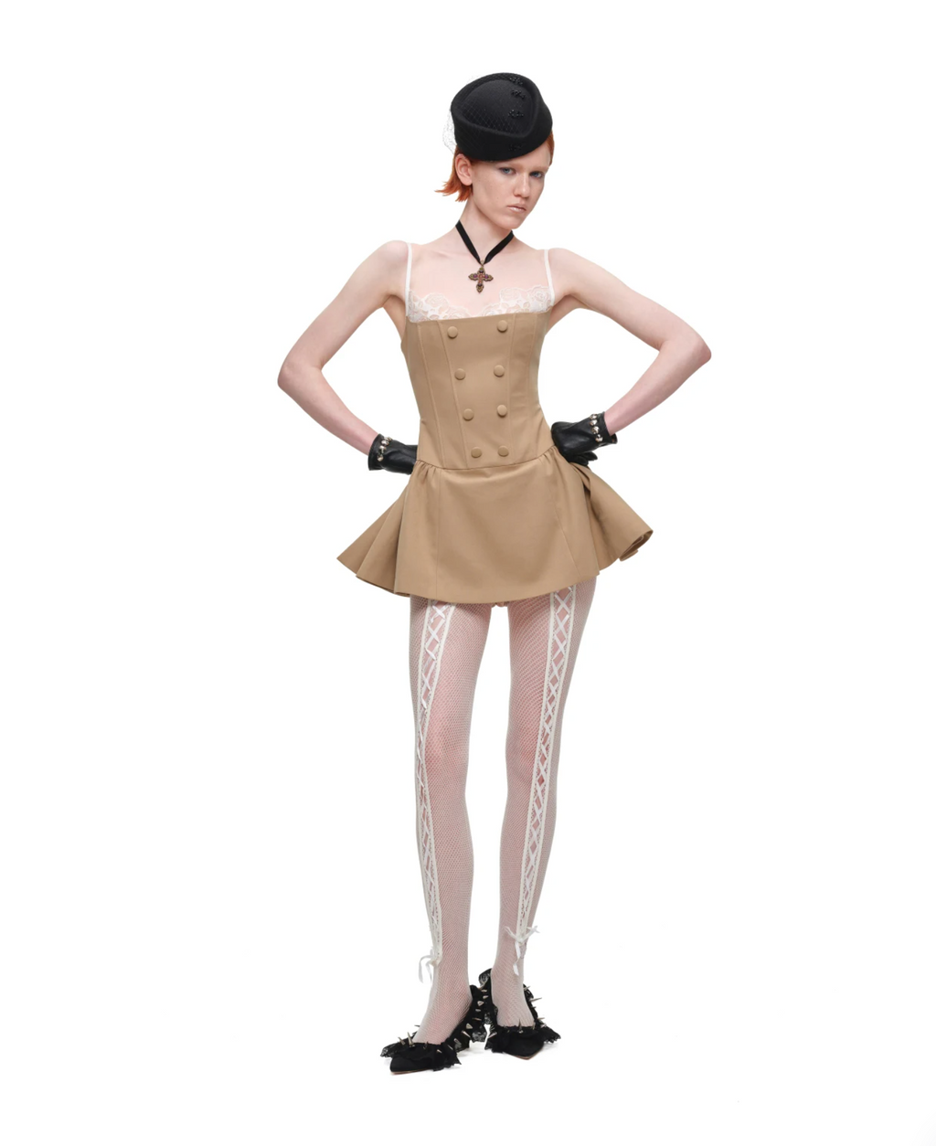 ROMANTIC LACE CORSET MINI DRESS – BEIGE