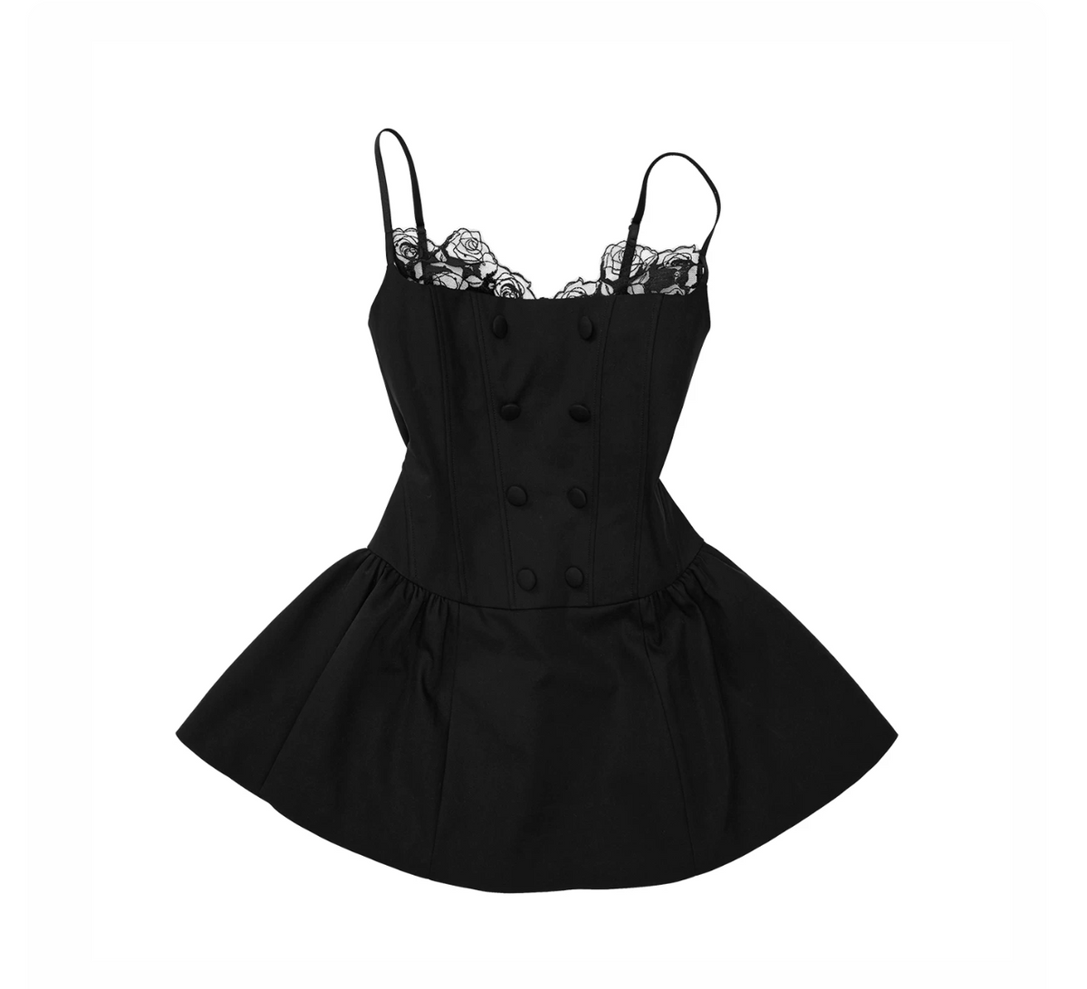 ROMANTIC LACE CORSET MINI DRESS – BLACK