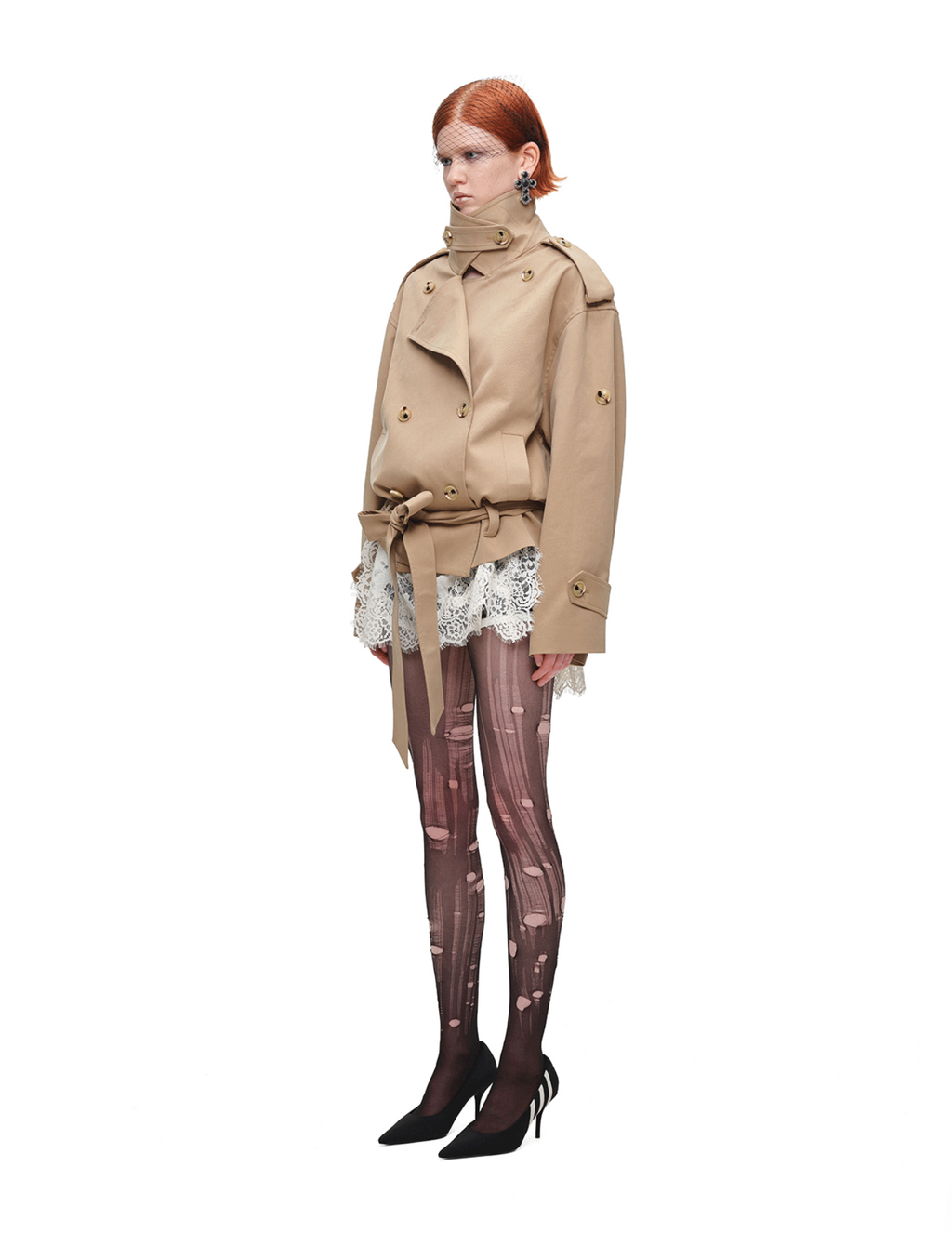 GOTHIC BELTED TRENCH JACKET – BEIGE