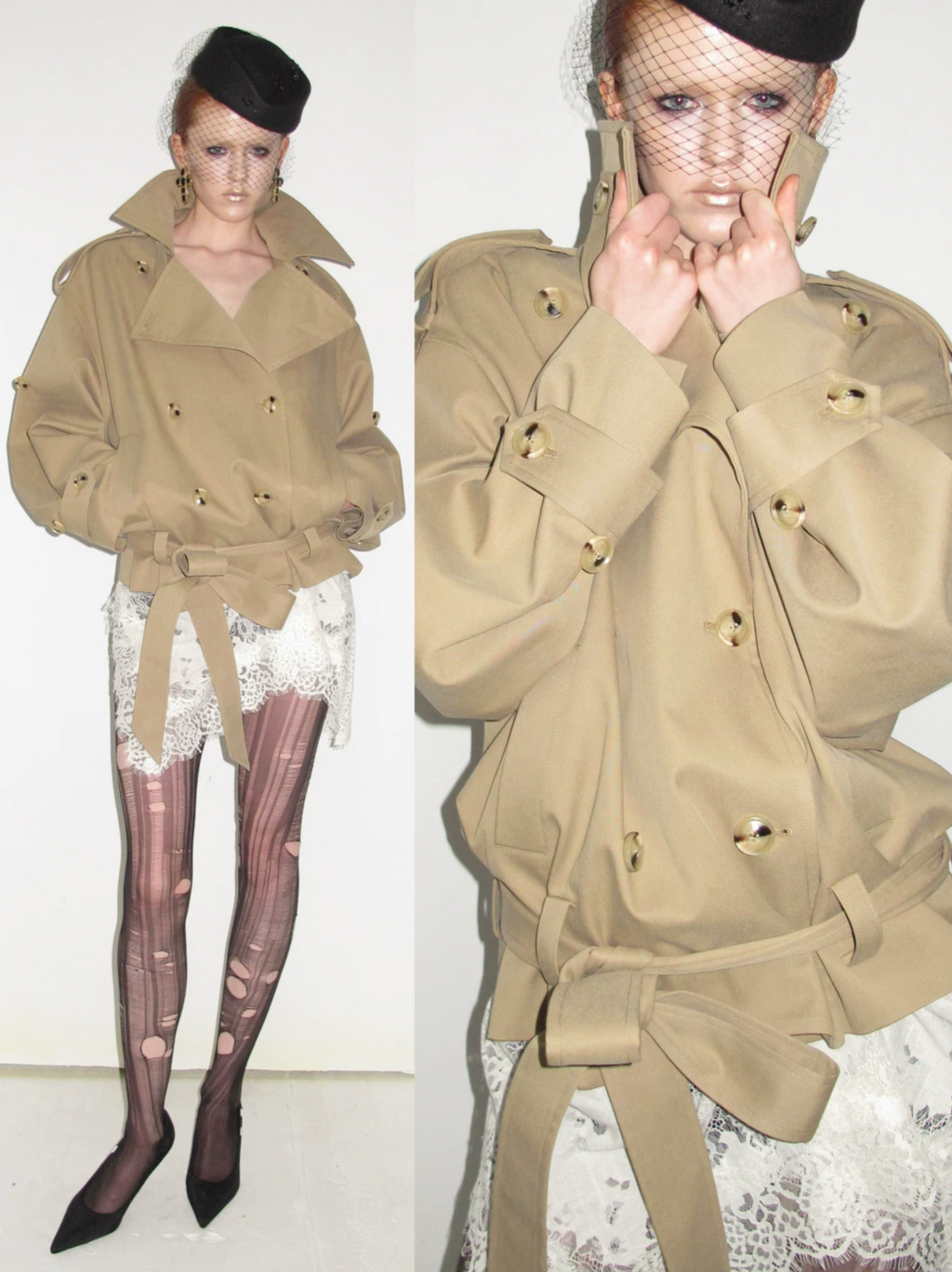 GOTHIC BELTED TRENCH JACKET – BEIGE