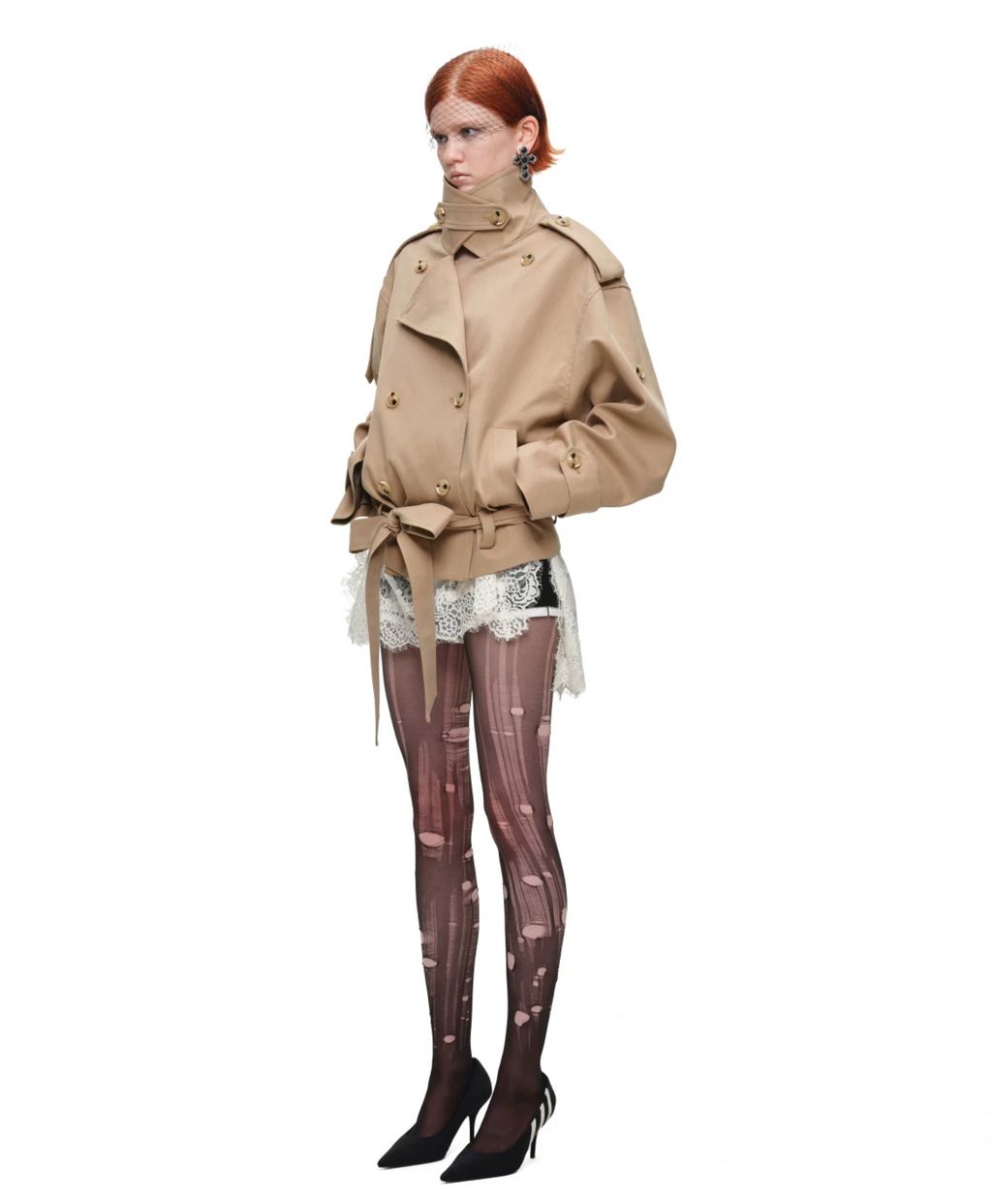 GOTHIC BELTED TRENCH JACKET – BEIGE