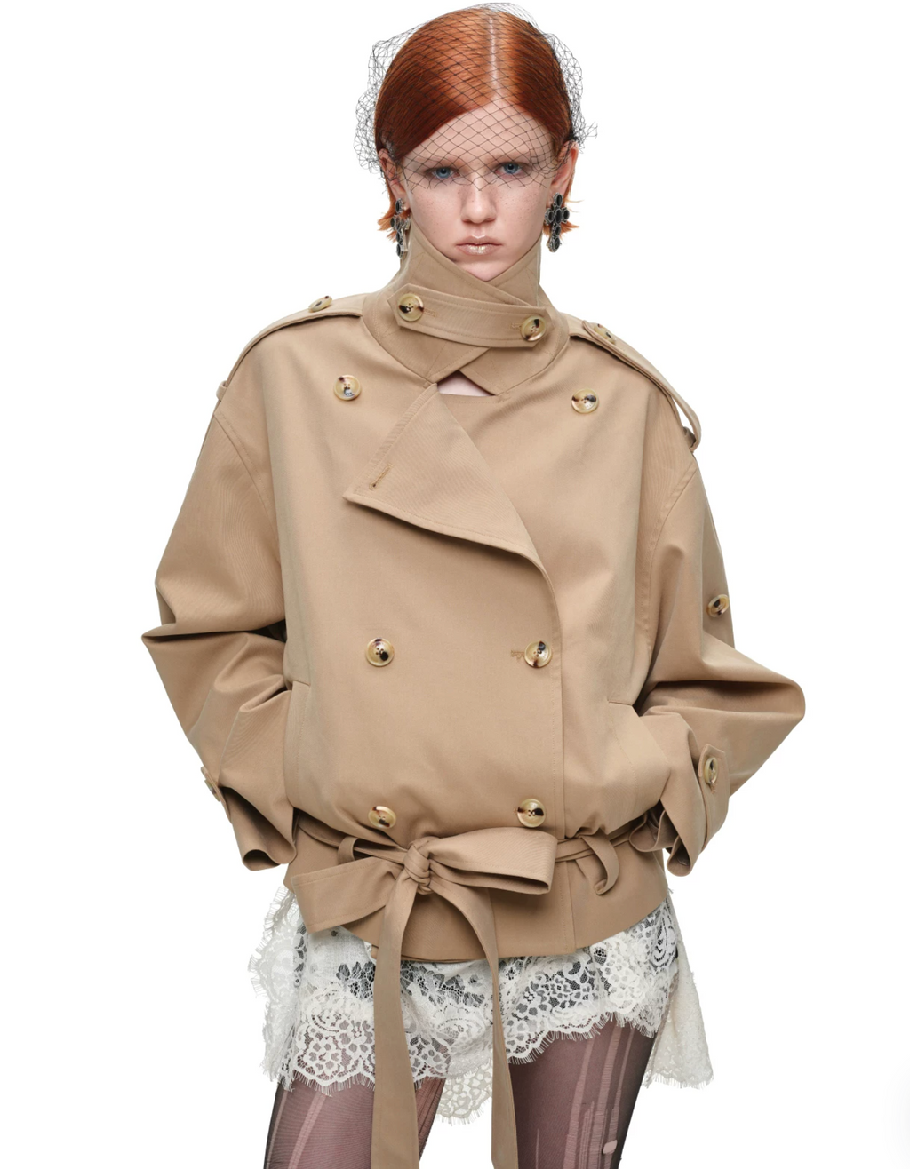 GOTHIC BELTED TRENCH JACKET – BEIGE
