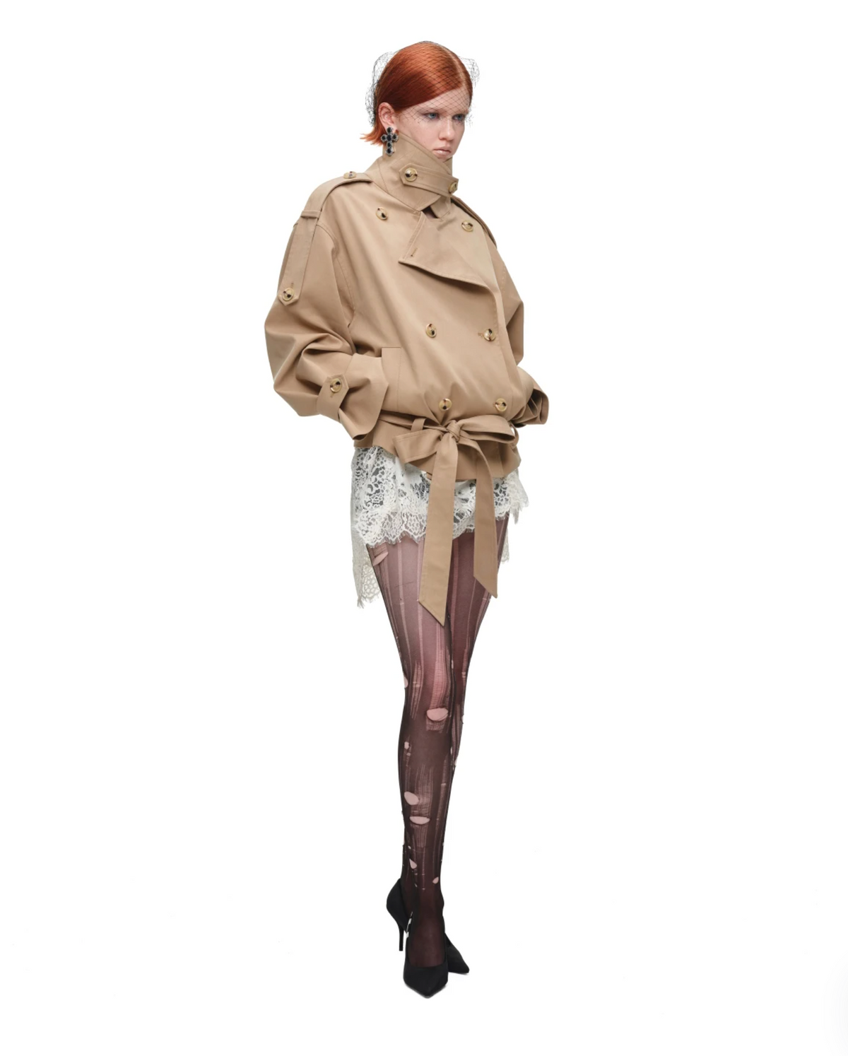 GOTHIC BELTED TRENCH JACKET – BEIGE