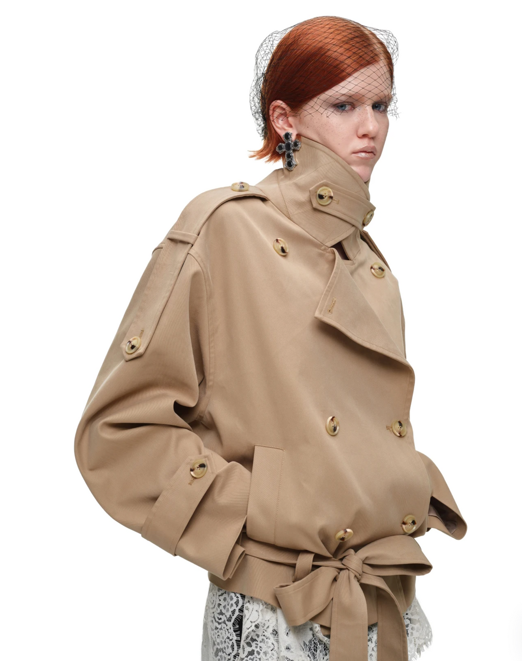 GOTHIC BELTED TRENCH JACKET – BEIGE