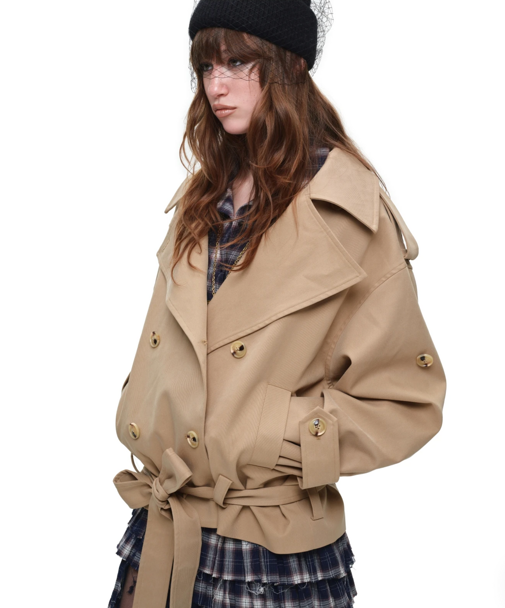 GOTHIC BELTED TRENCH JACKET – BEIGE