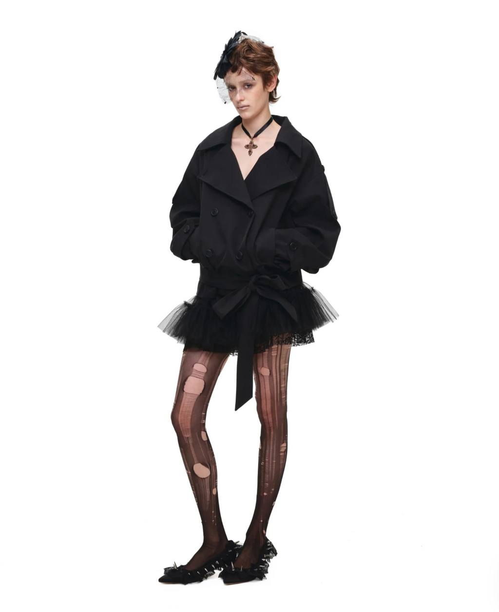 GOTHIC BELTED TRENCH JACKET – BLACK
