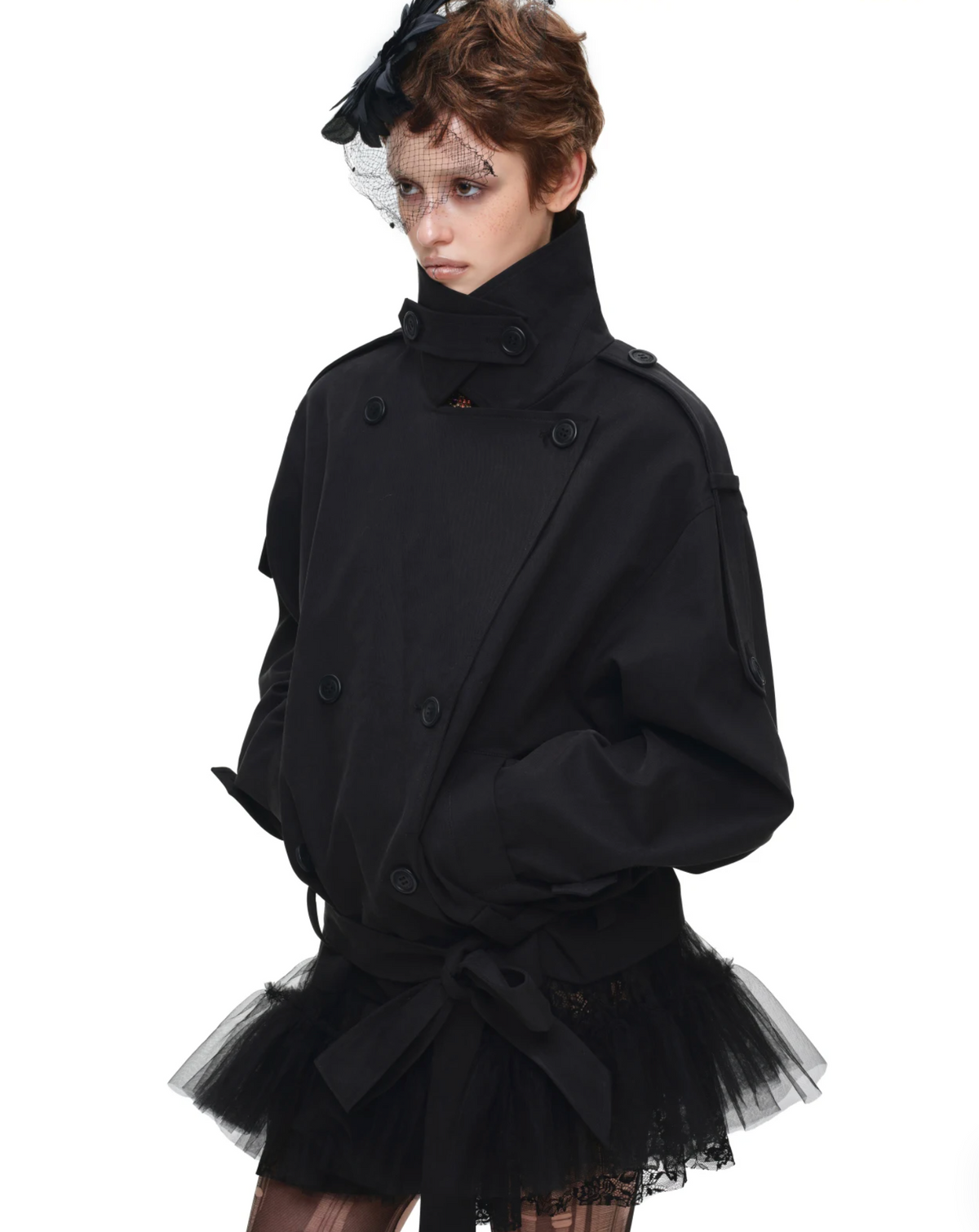 GOTHIC BELTED TRENCH JACKET – BLACK