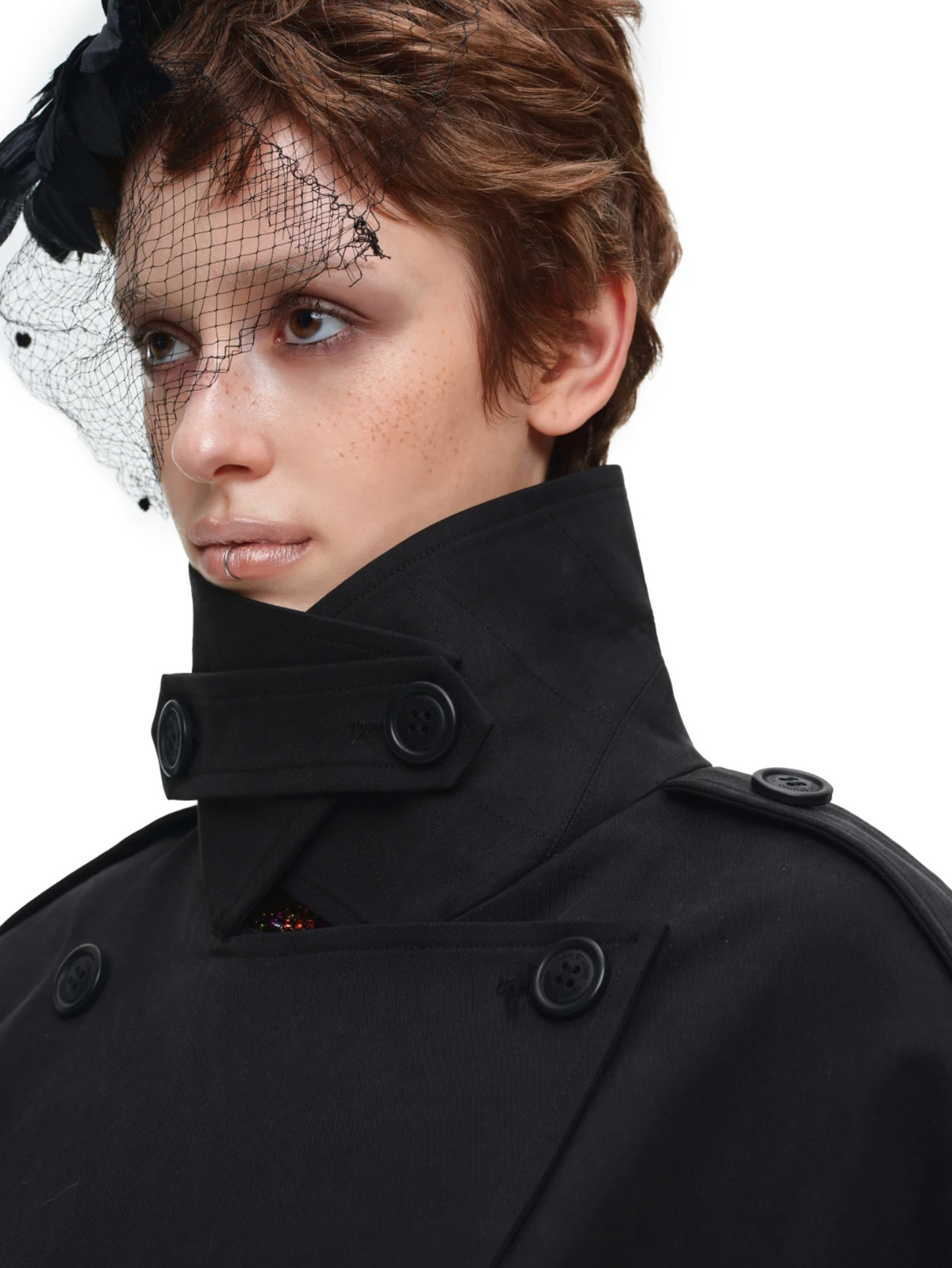 GOTHIC BELTED TRENCH JACKET – BLACK