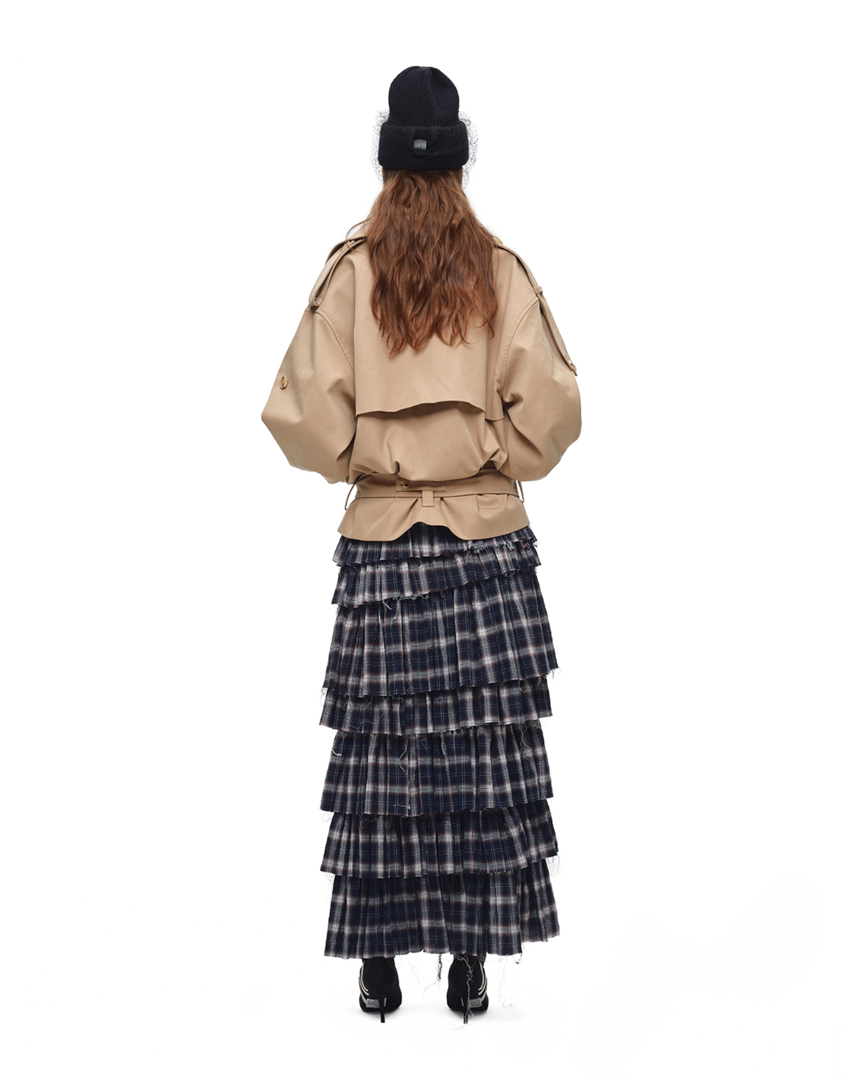 GRUNGE CHECK RUFFLE SKIRT