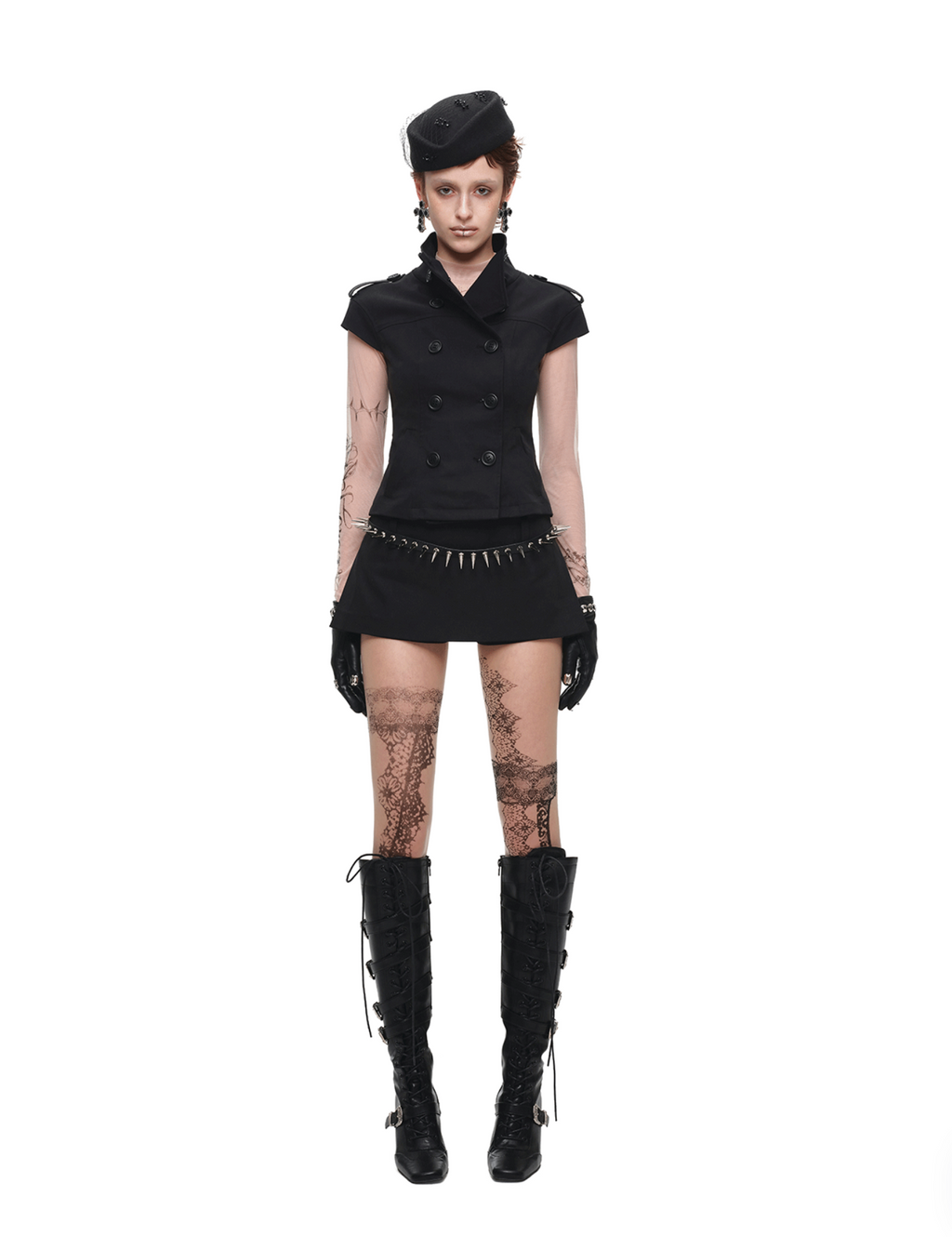 VICTORIA MILITARY WAISTCOAT TOP – BLACK