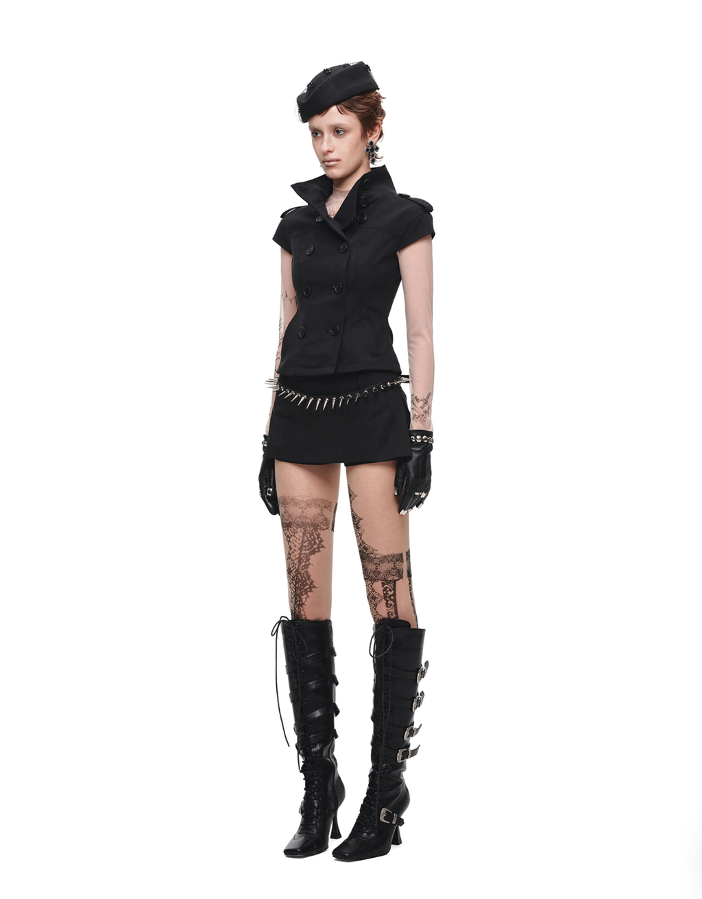 VICTORIA MILITARY WAISTCOAT TOP – BLACK