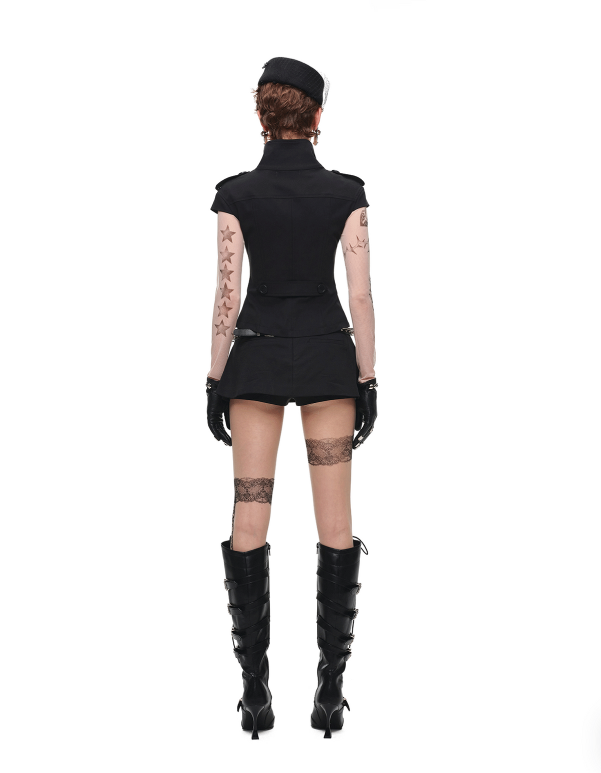 VICTORIA MILITARY WAISTCOAT TOP – BLACK
