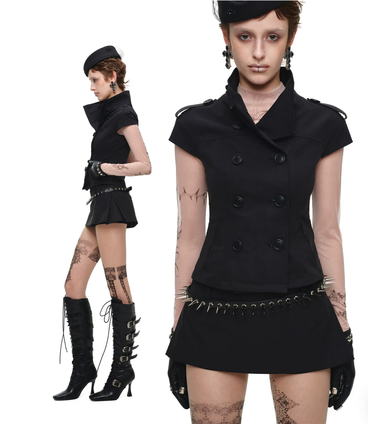 VICTORIA MILITARY WAISTCOAT TOP – BLACK