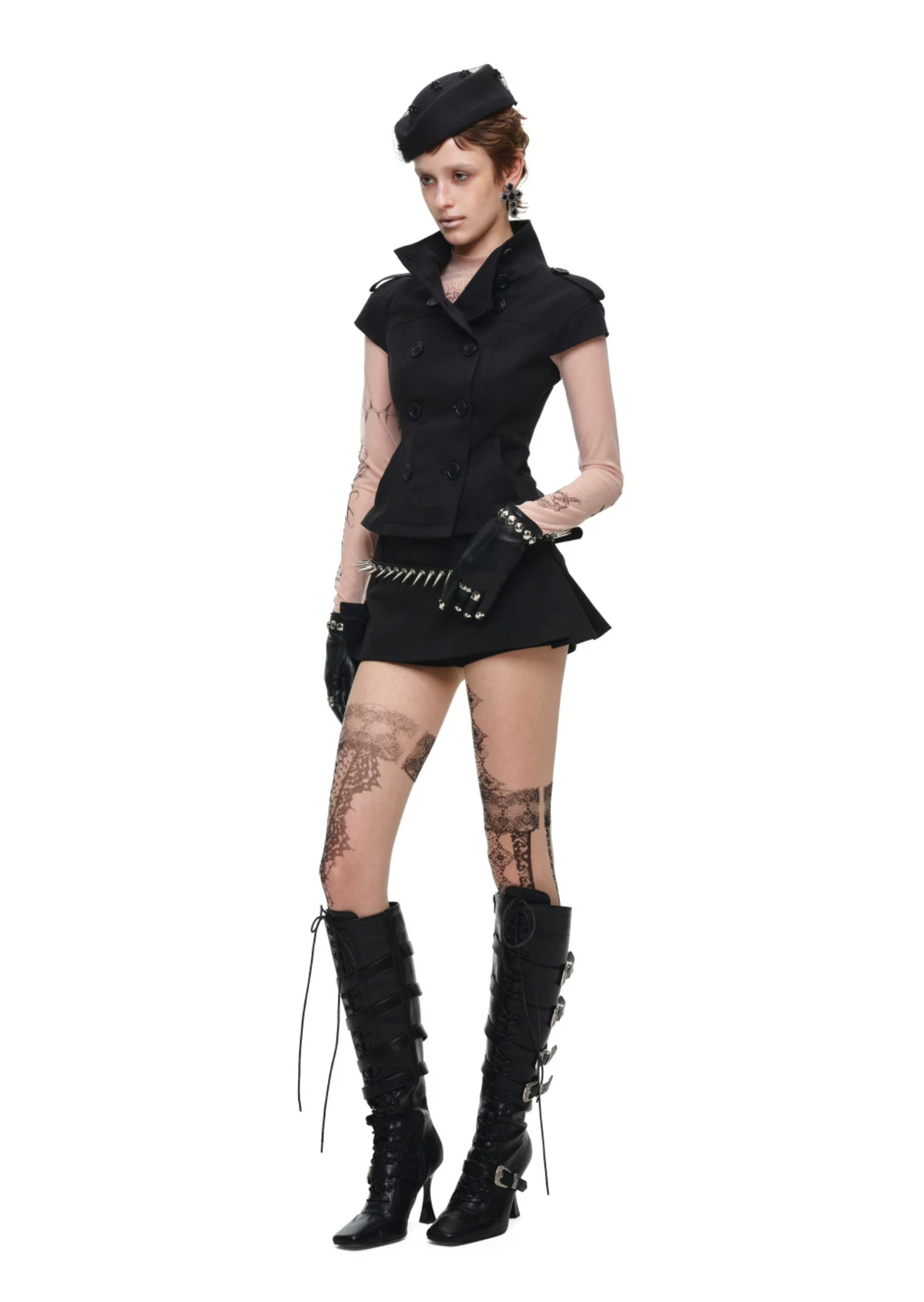 VICTORIA MILITARY WAISTCOAT TOP – BLACK