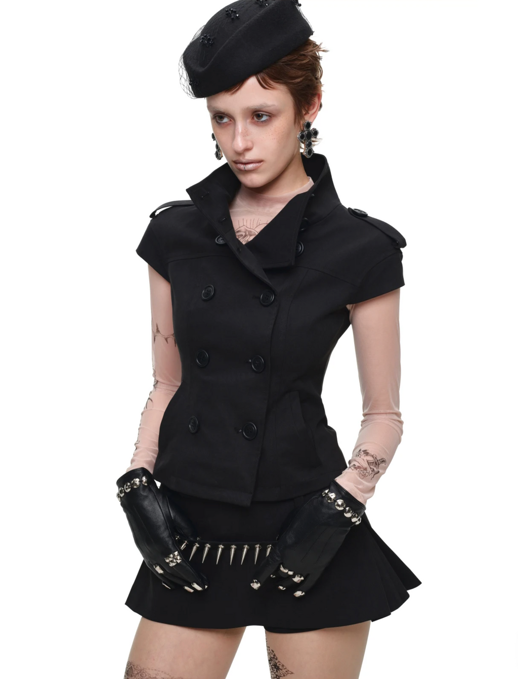 VICTORIA MILITARY WAISTCOAT TOP – BLACK