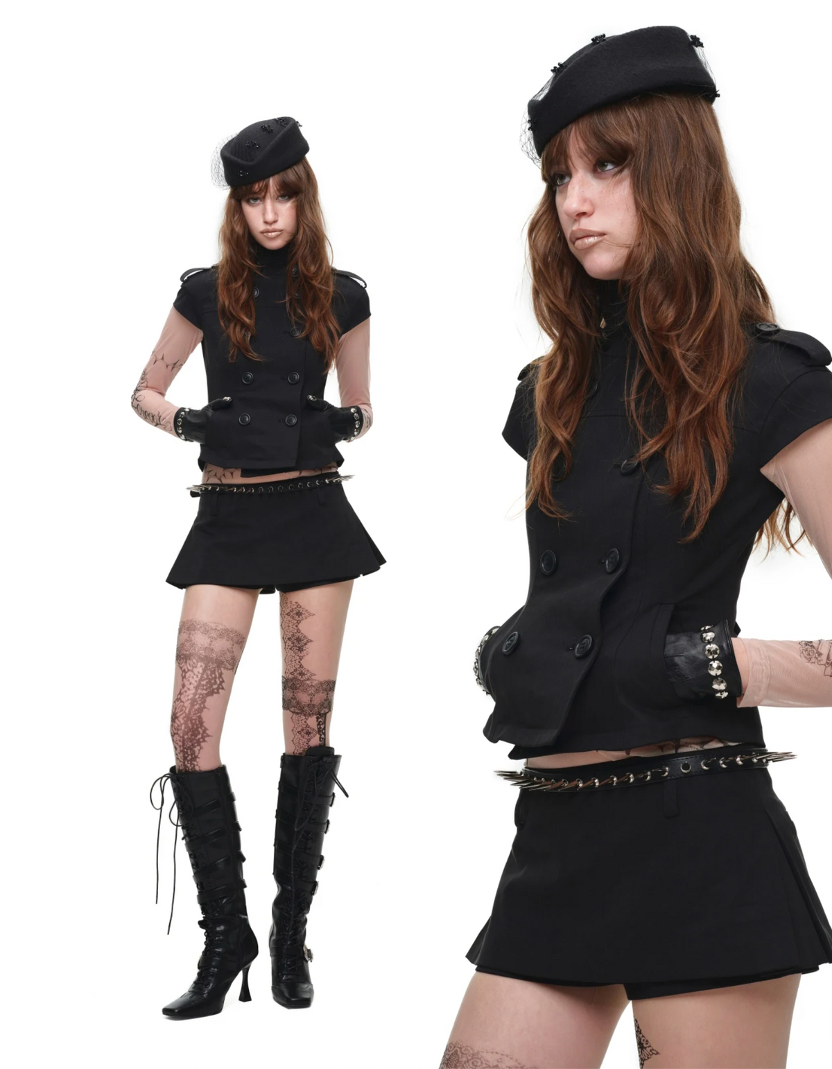 VICTORIA MILITARY WAISTCOAT TOP – BLACK