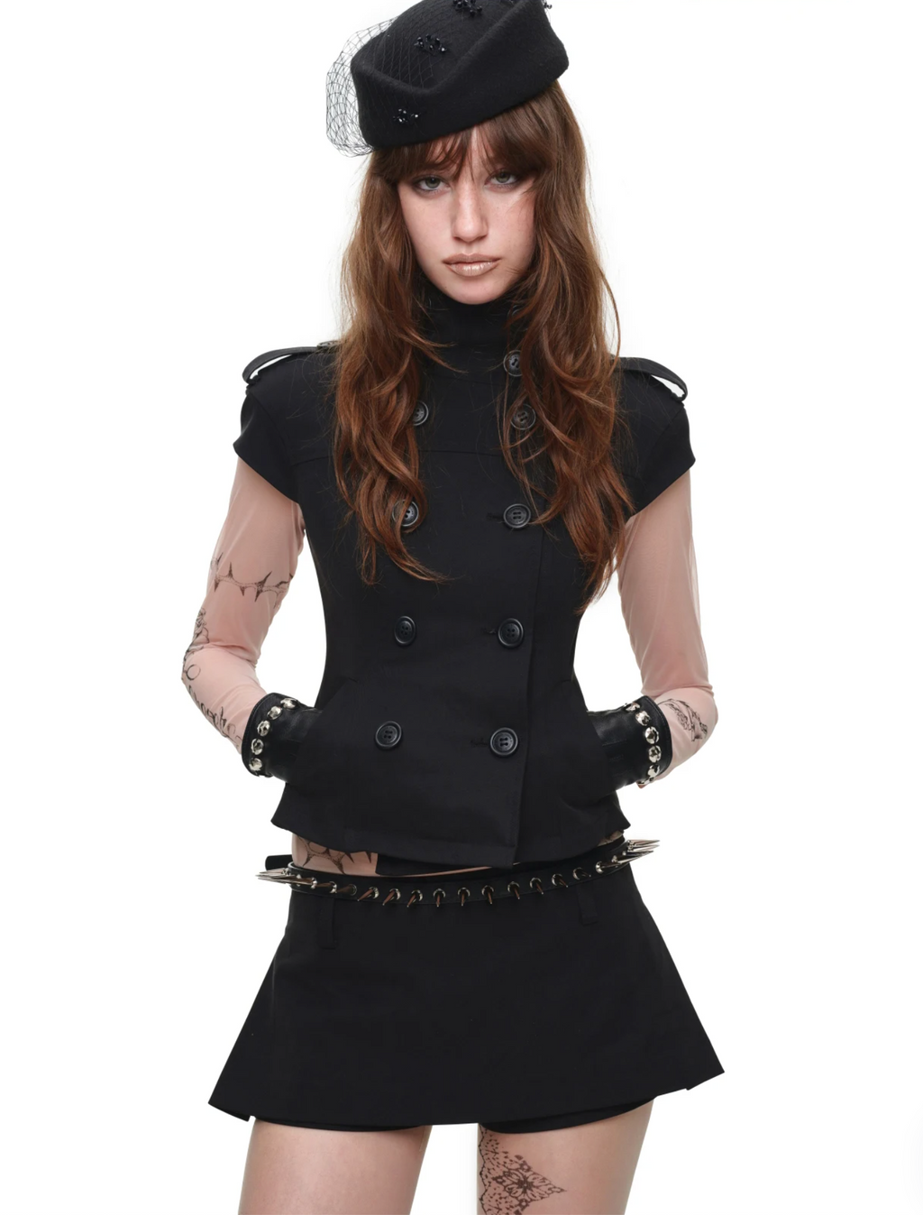 VICTORIA MILITARY WAISTCOAT TOP – BLACK