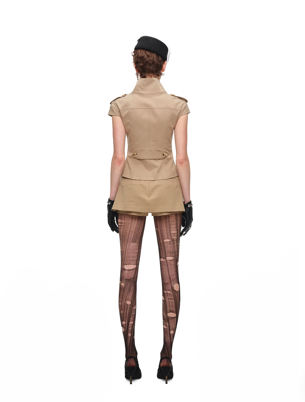 VICTORIA MILITARY WAISTCOAT TOP – BEIGE