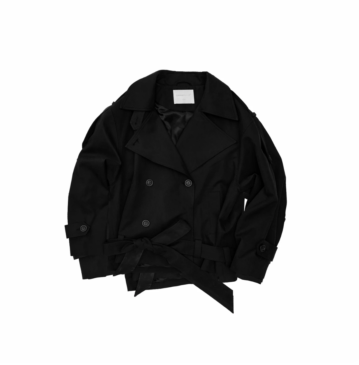 GOTHIC BELTED TRENCH JACKET – BLACK