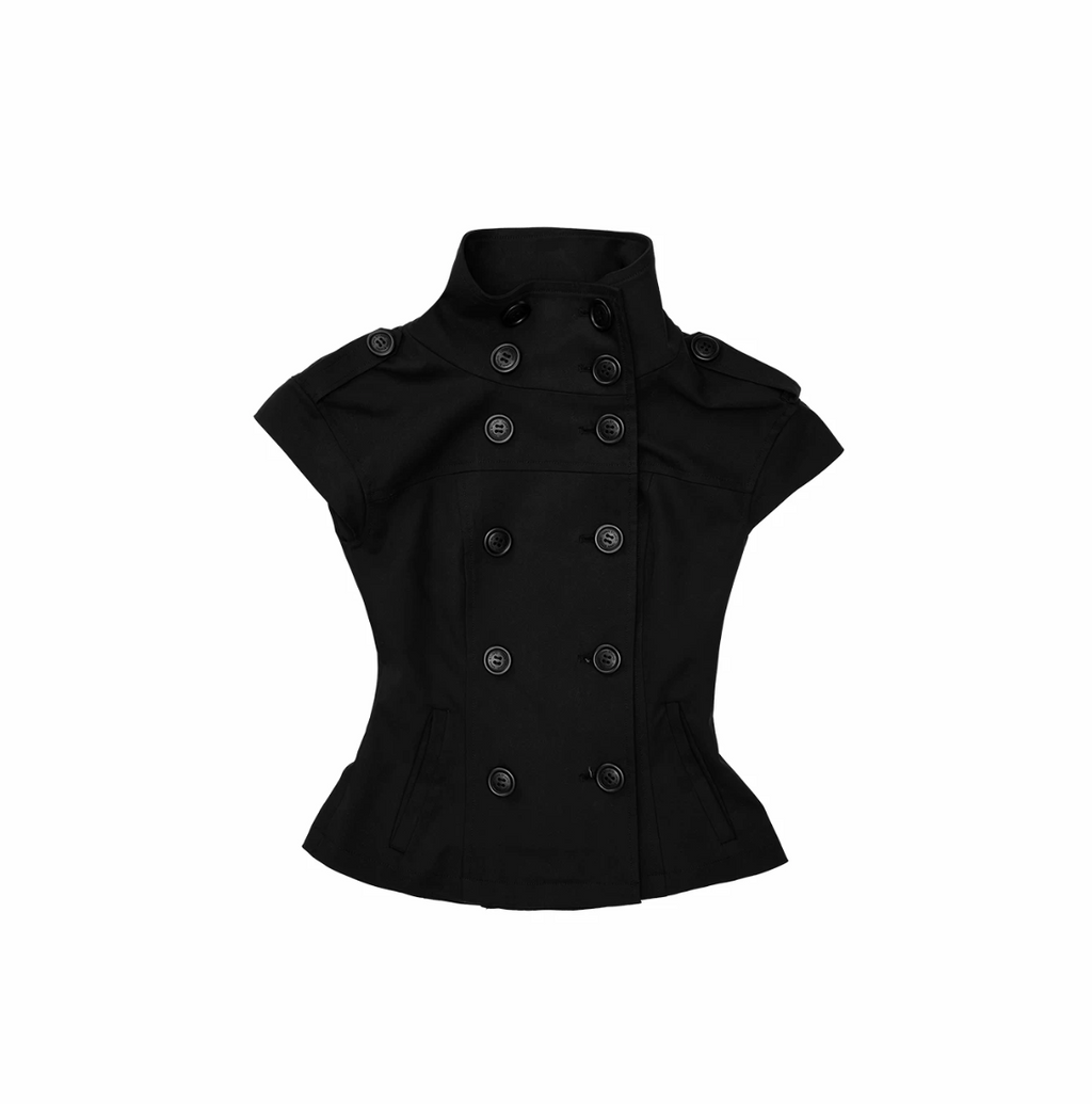 VICTORIA MILITARY WAISTCOAT TOP – BLACK