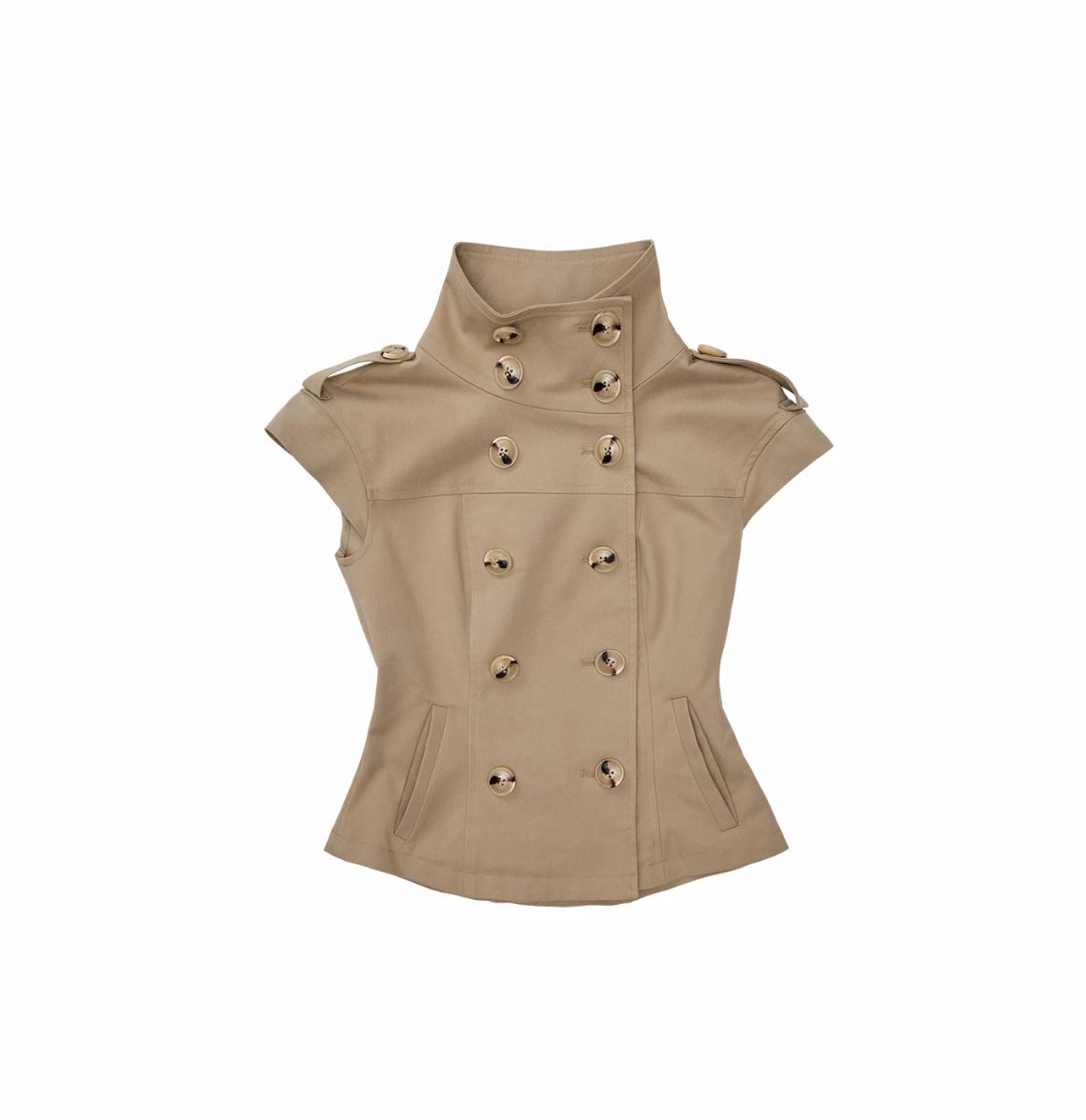 VICTORIA MILITARY WAISTCOAT TOP – BEIGE