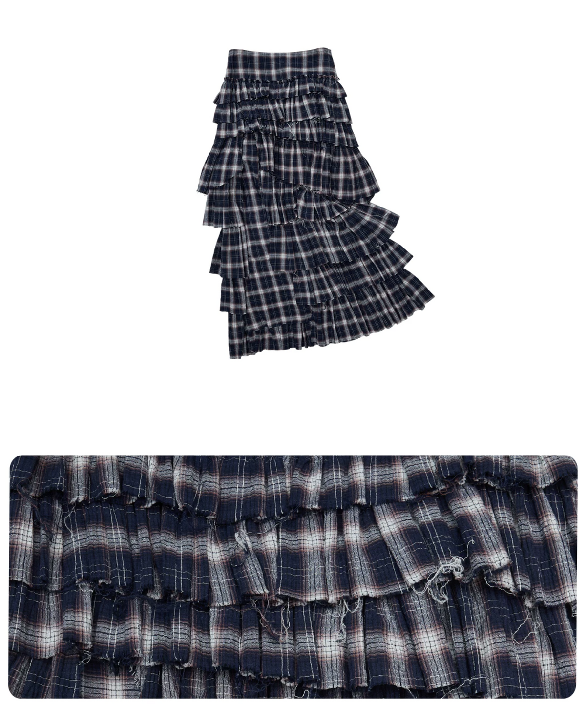 GRUNGE CHECK RUFFLE SKIRT