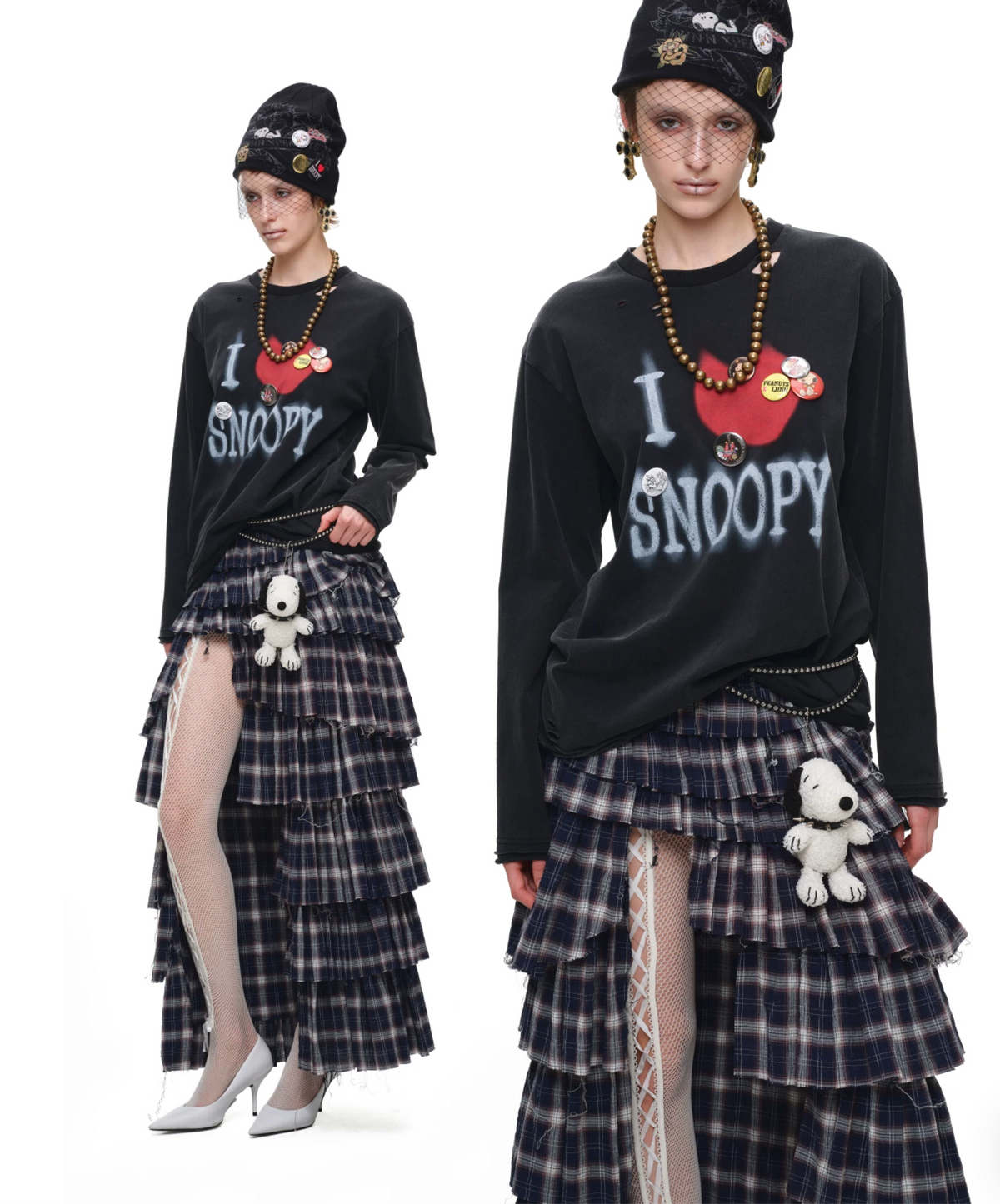 GRUNGE CHECK RUFFLE SKIRT