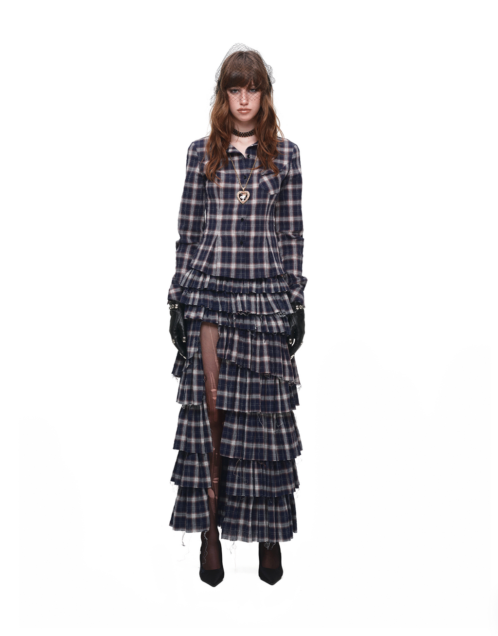 GRUNGE CHECK RUFFLE SKIRT