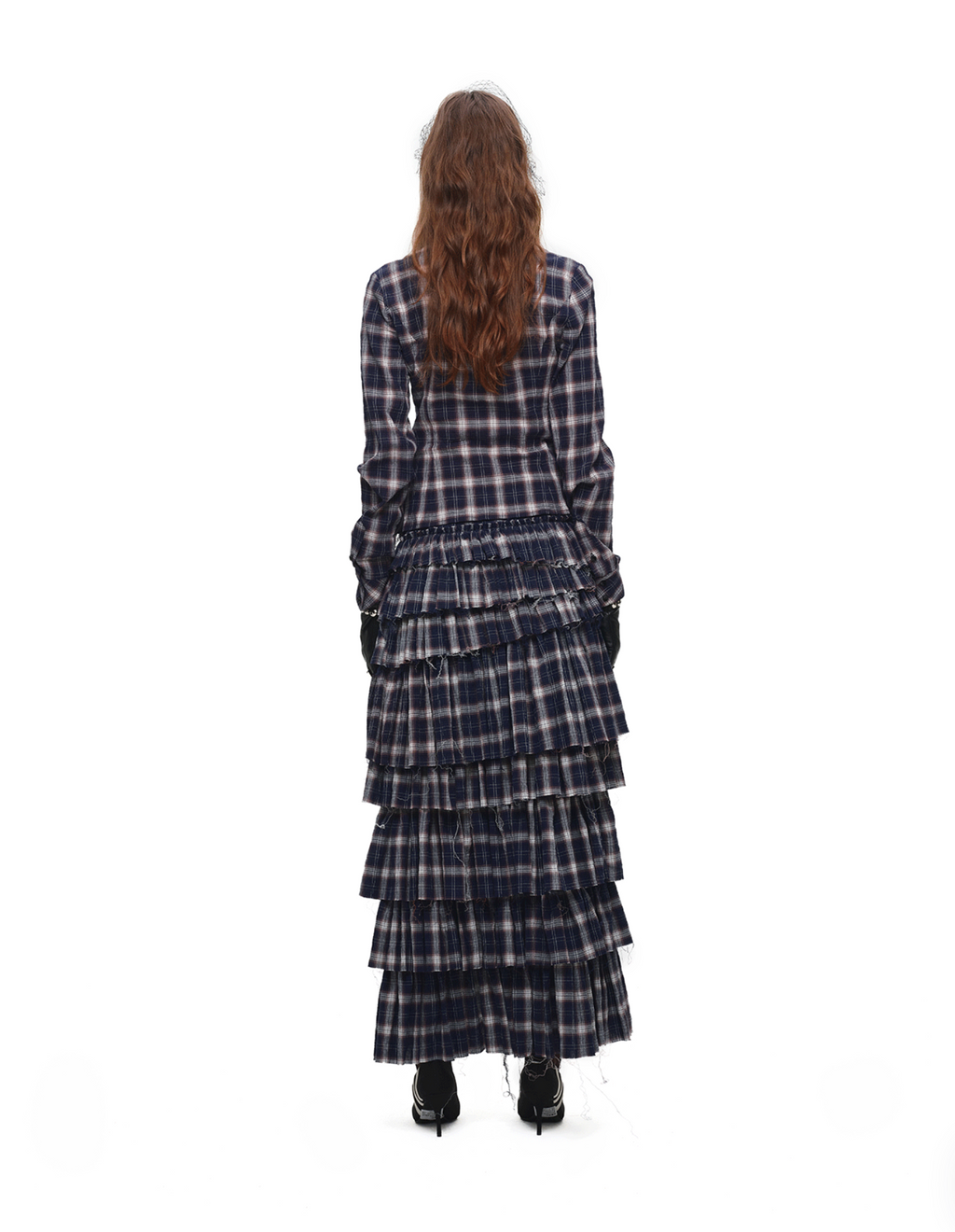 GRUNGE CHECK RUFFLE SKIRT