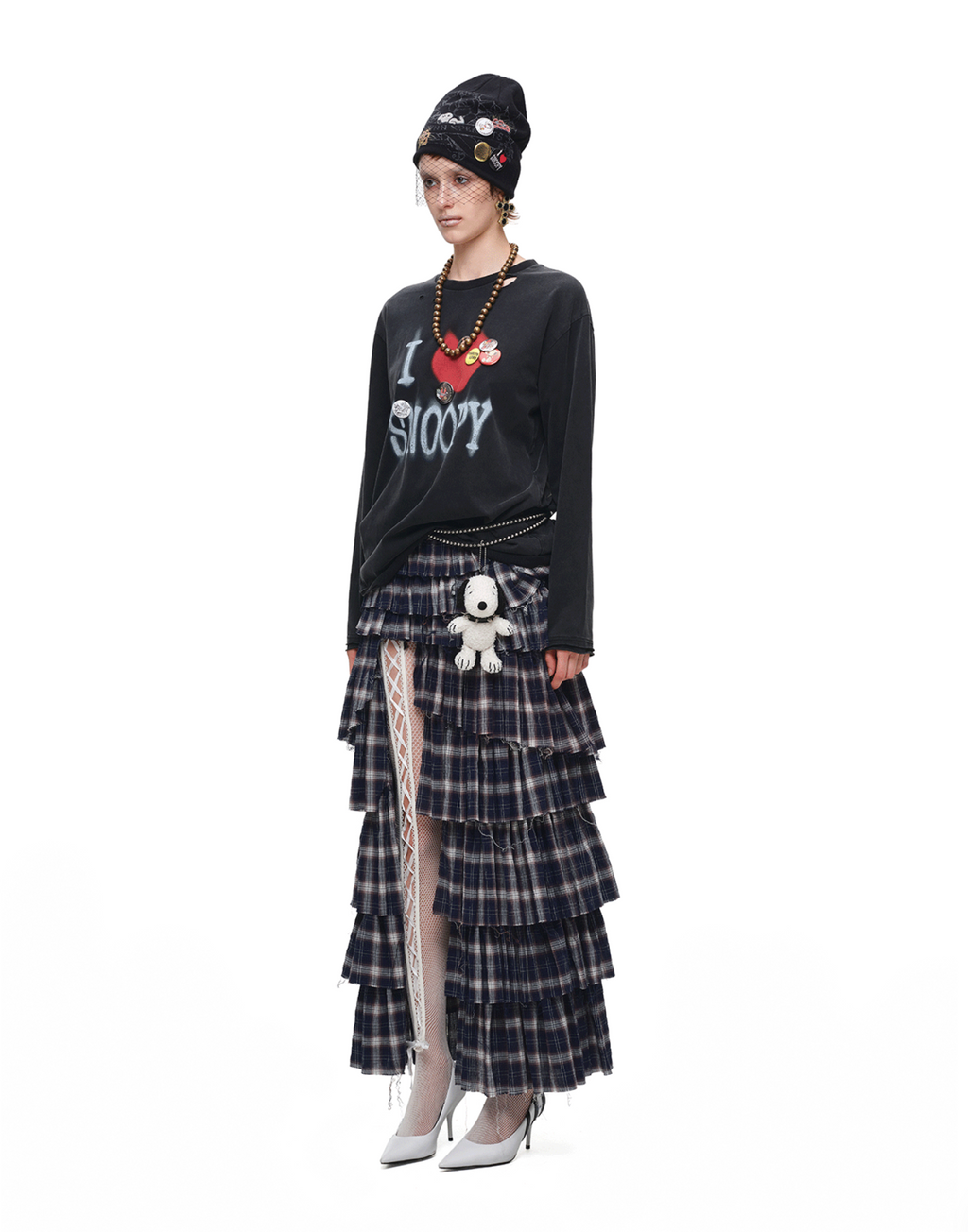 GRUNGE CHECK RUFFLE SKIRT