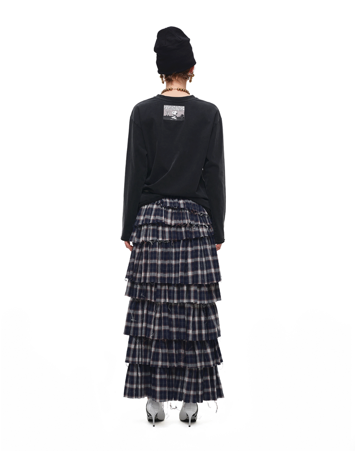 GRUNGE CHECK RUFFLE SKIRT