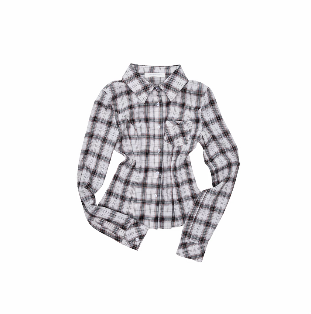 GRUNGE CHECK SHIRT & MINI SKIRT – BEIGE PLAID