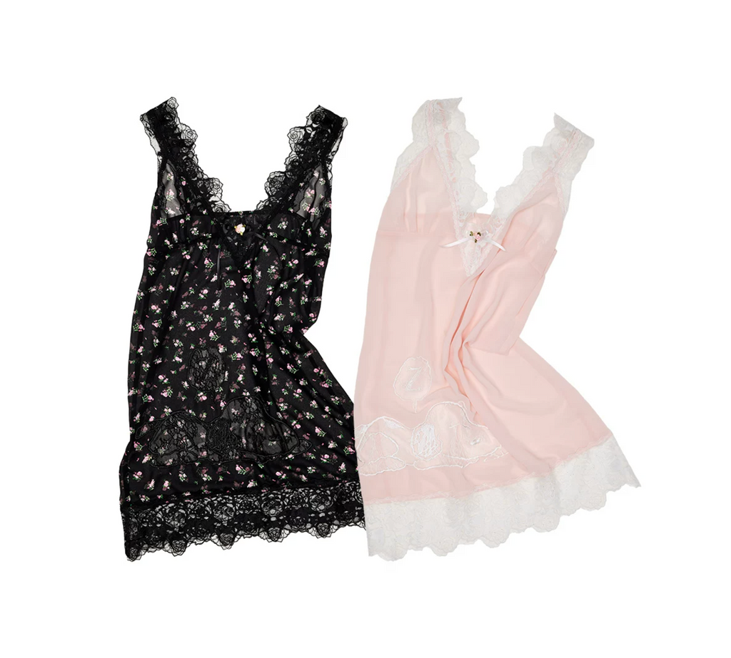 SLEEPY DOG LACE SLIP DRESS or LONGLINE TOP – 2colors