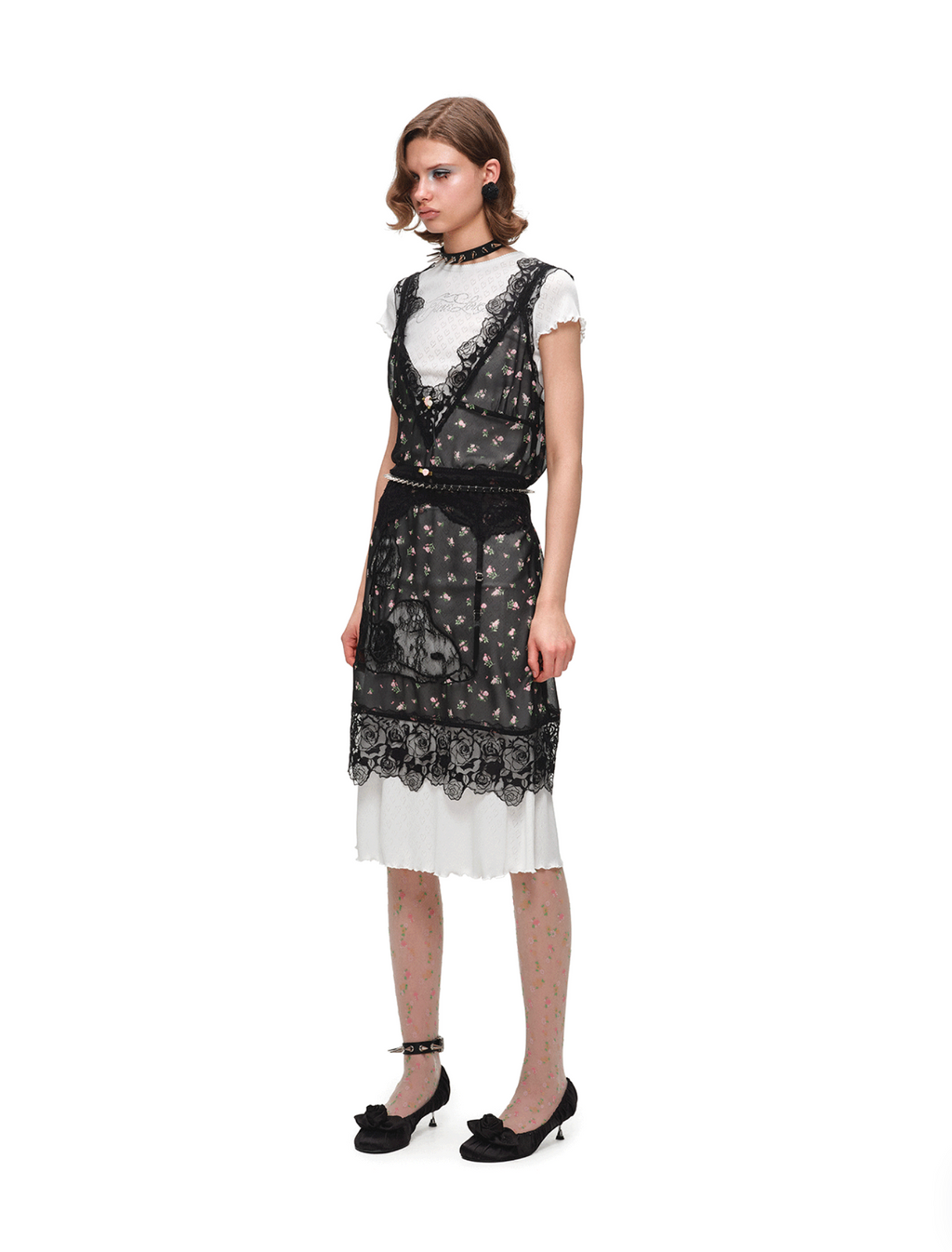 SLEEPY DOG LACE SLIP DRESS or LONGLINE TOP – 2colors