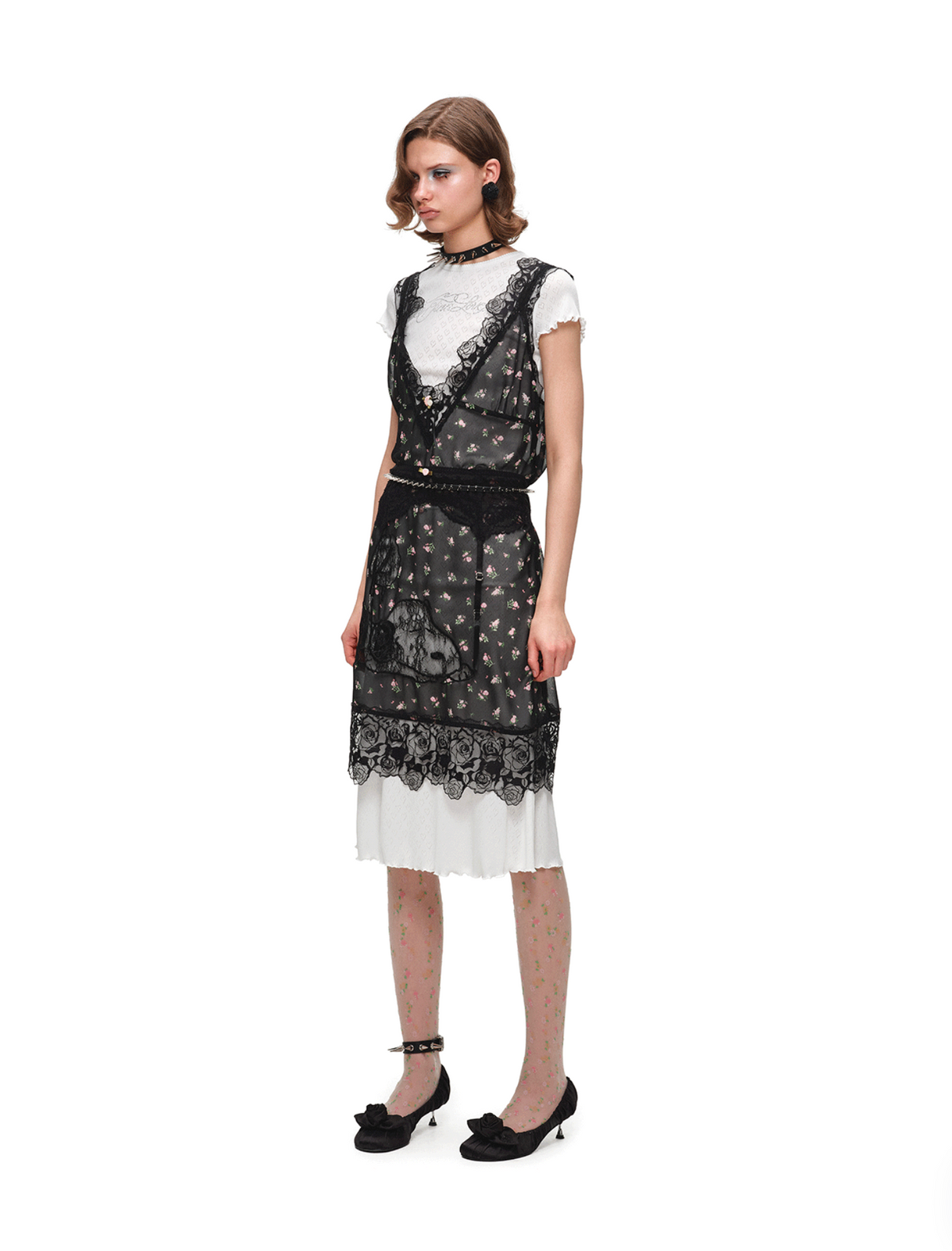 SLEEPY DOG LACE SLIP DRESS or LONGLINE TOP – 2colors