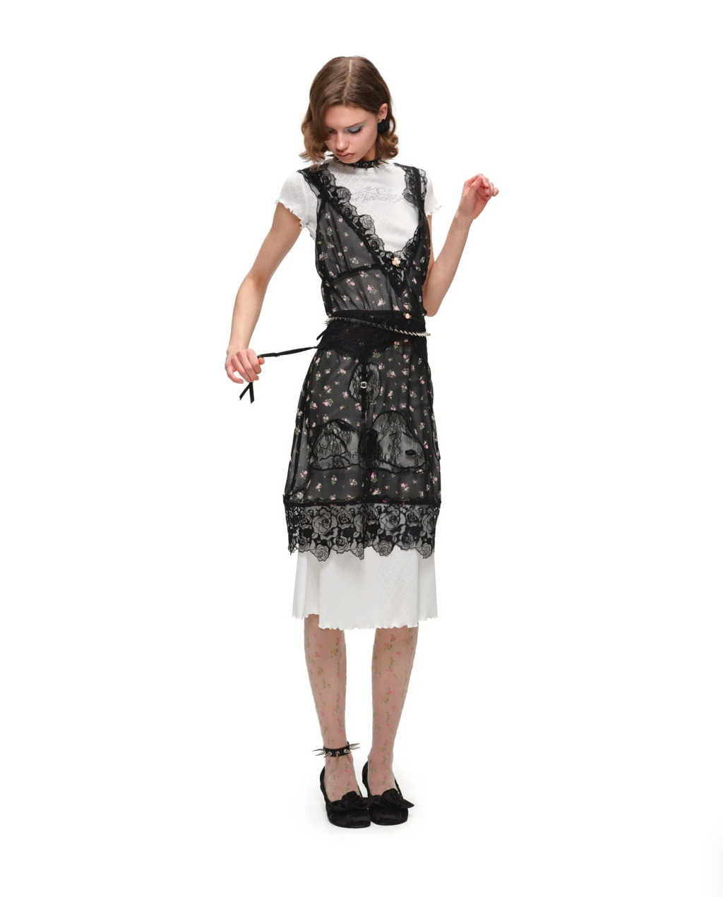 SLEEPY DOG LACE SLIP DRESS or LONGLINE TOP – 2colors