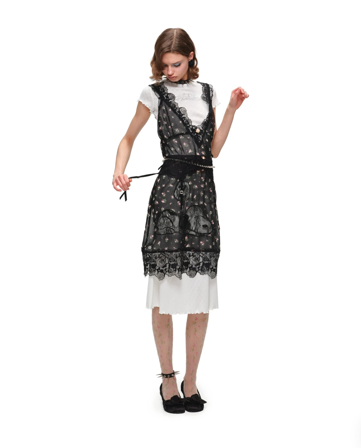 SLEEPY DOG LACE SLIP DRESS or LONGLINE TOP – 2colors